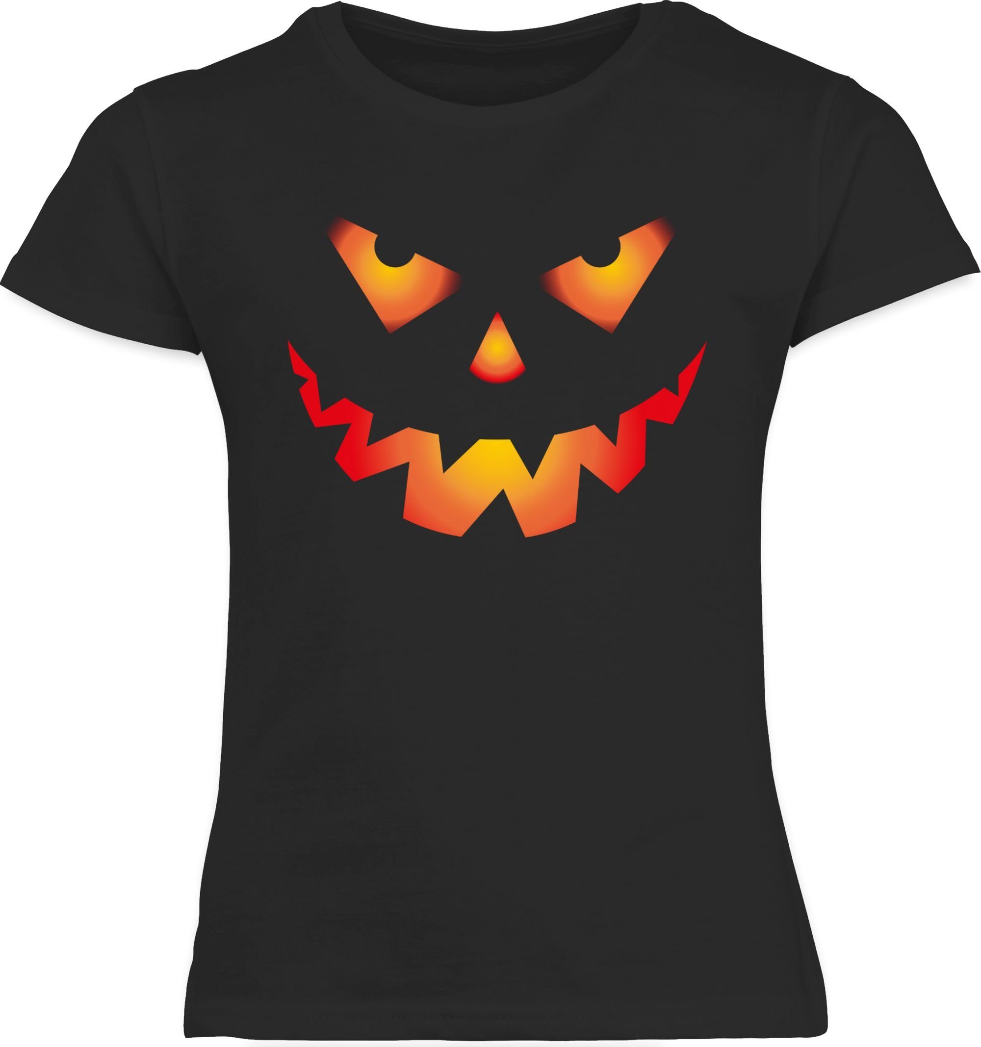 Shirtracer für Kürbisgesicht Schwarz 01 Böse Kostüme Kürbis Gesicht Halloween T-Shirt Gruseliger Halloween Gruselig Kinder