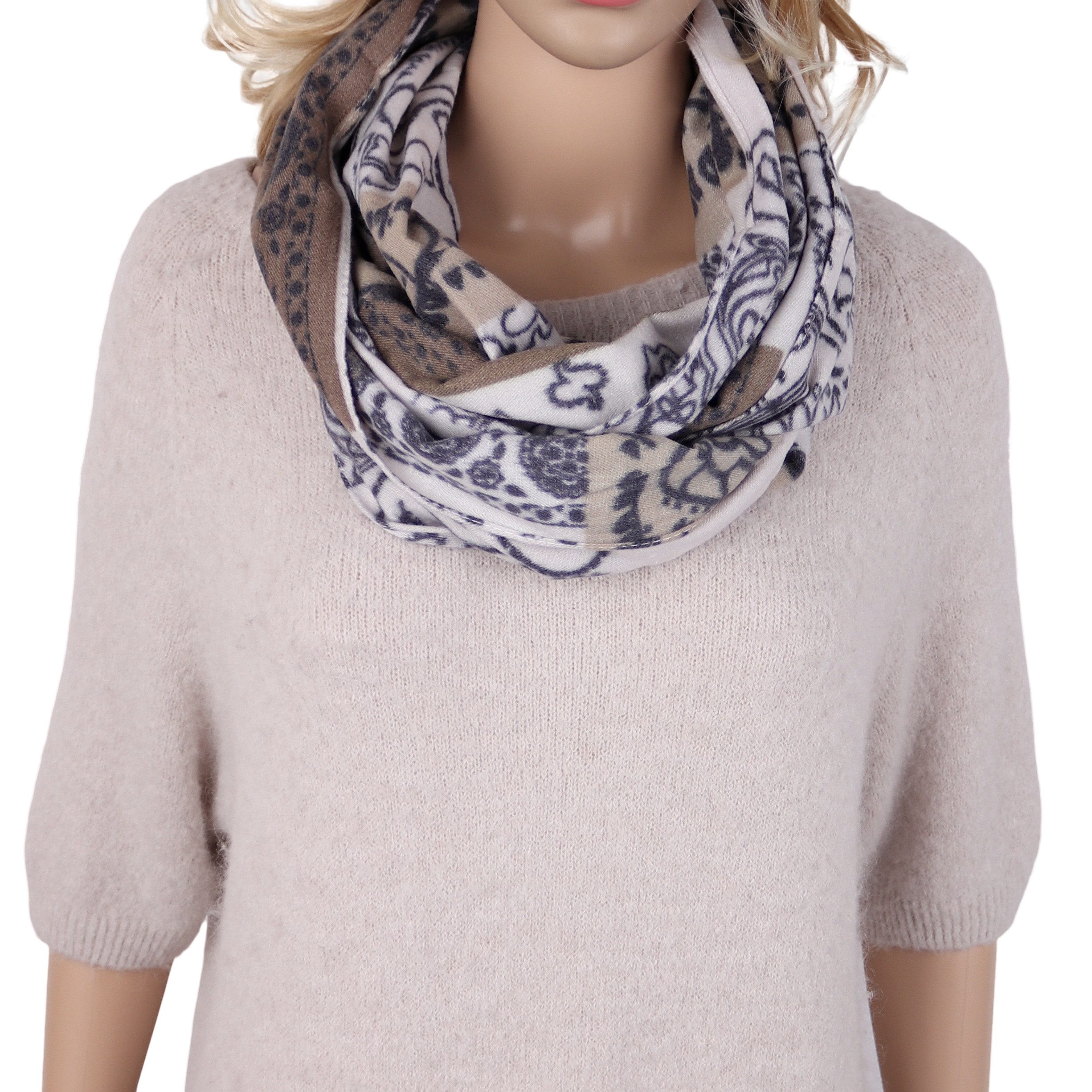 MIRROSI Loop Damen Loopschal, etwas dickerer Stoff, Patchwork Paisley Muster, (ca.160x40cm, zweimal um den Hals wickelbar, Neue Kollektion Herbst/Winter 2026), superweicher Winterschal, dicker Schlauchschal