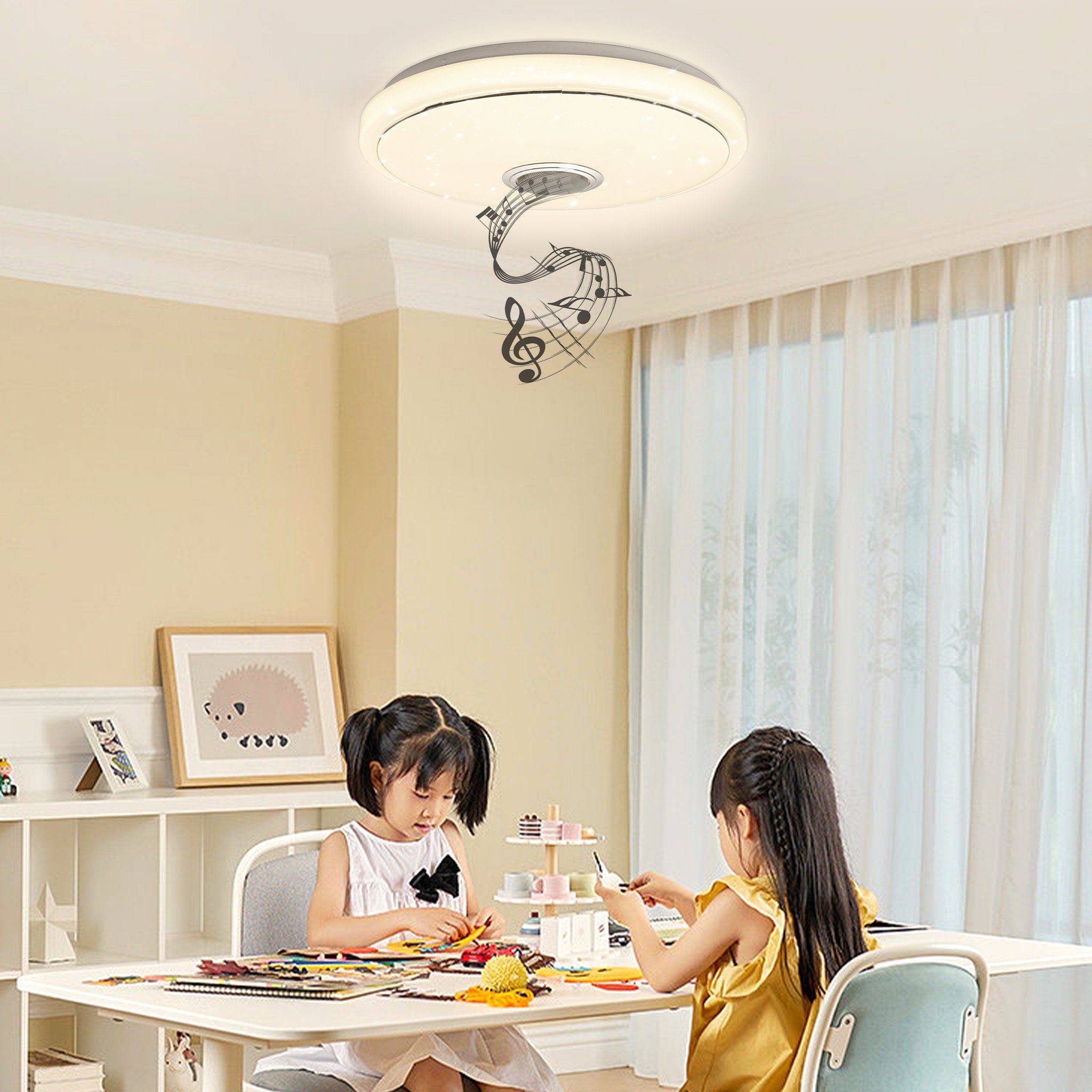 Deckenlampe Dimmbar Wohnzimmer + RGB für Deckenleuchte mit FB, Farbwechsel LED Bluetooth Smart UISEBRT LED Deckenleuchte Schlafzimmer Partylicht