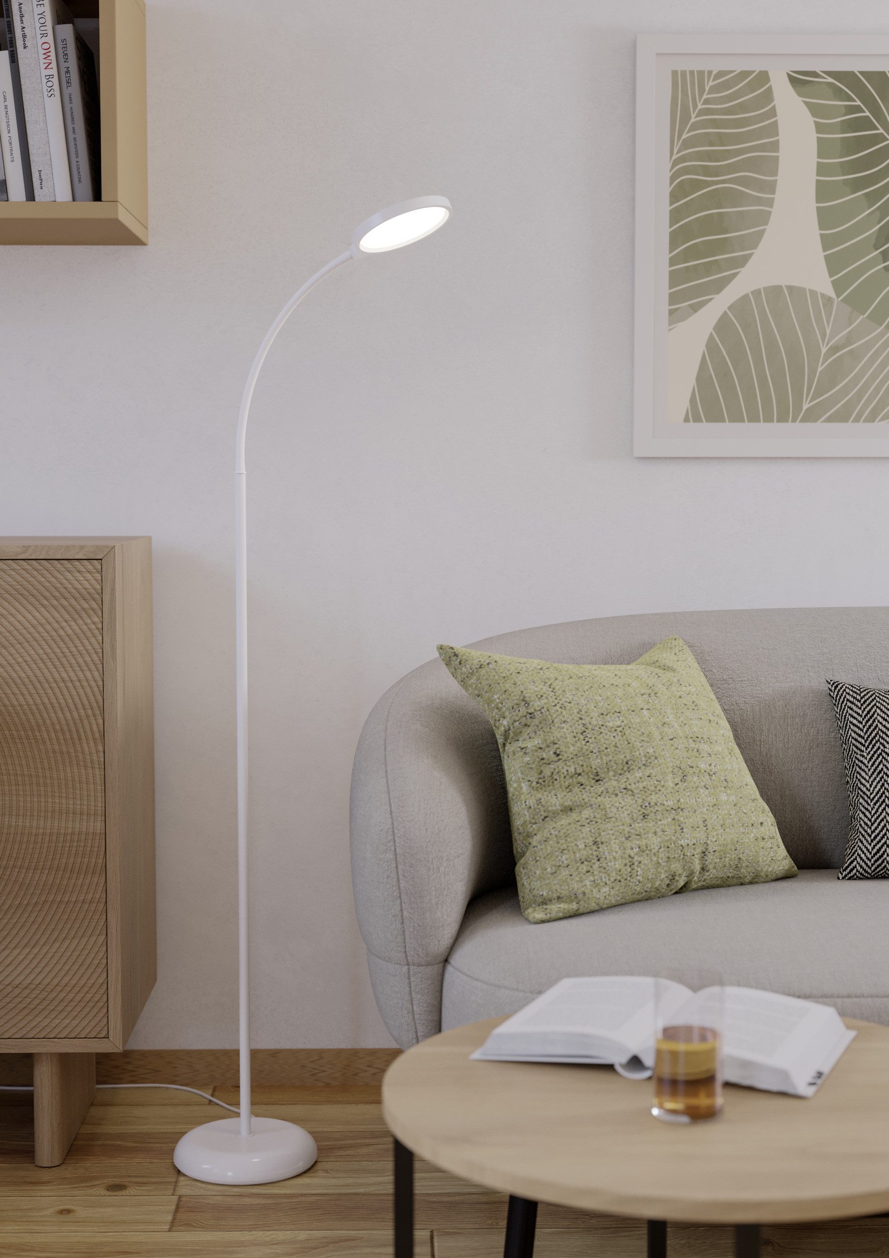 EGLO Stehlampe LAURO Stehlampe - Kunststoff - LED - 1X5,5W - IP20, CCT - über Fernbedienung, Dimmfunktion, Farbwechsel, Nachtlichtfunktion, mehrere Helligkeitsstufen, LED fest integriert, Neutralweiß, Kaltweiß, Warmweiß, Standleuchte, Wohnzimmer, Schlafzimmer, Esszimmer, L45 x B21 x H132 cm