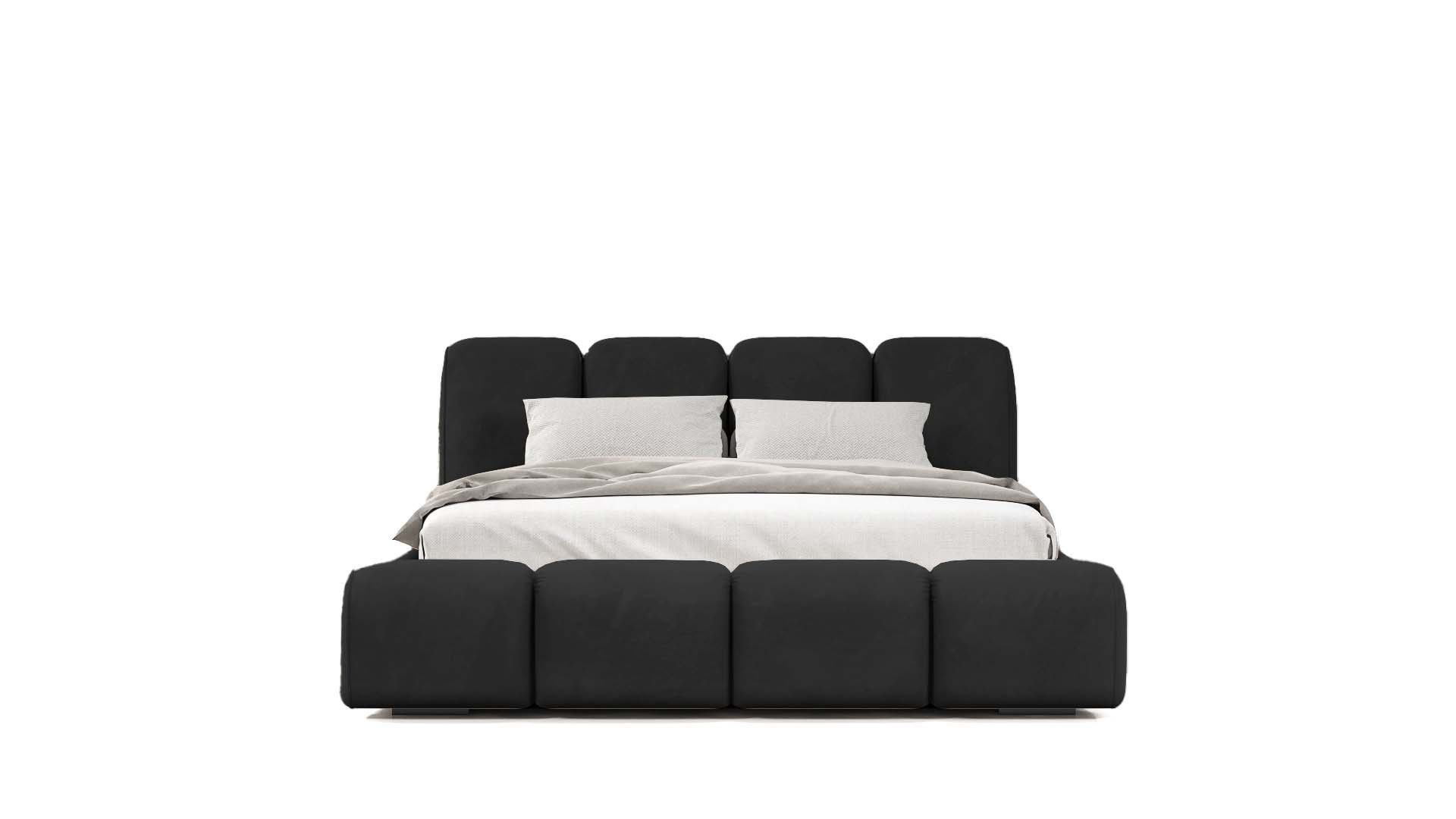 Goldstoff Stauraumbett BELTANE - Rahmenbettgestell, mit Bettkasten und Lattenrost, Doppelbett (Polsterbett, Design Bett), Inkl. Bettkasten, mit gepolstertem Kopfteil