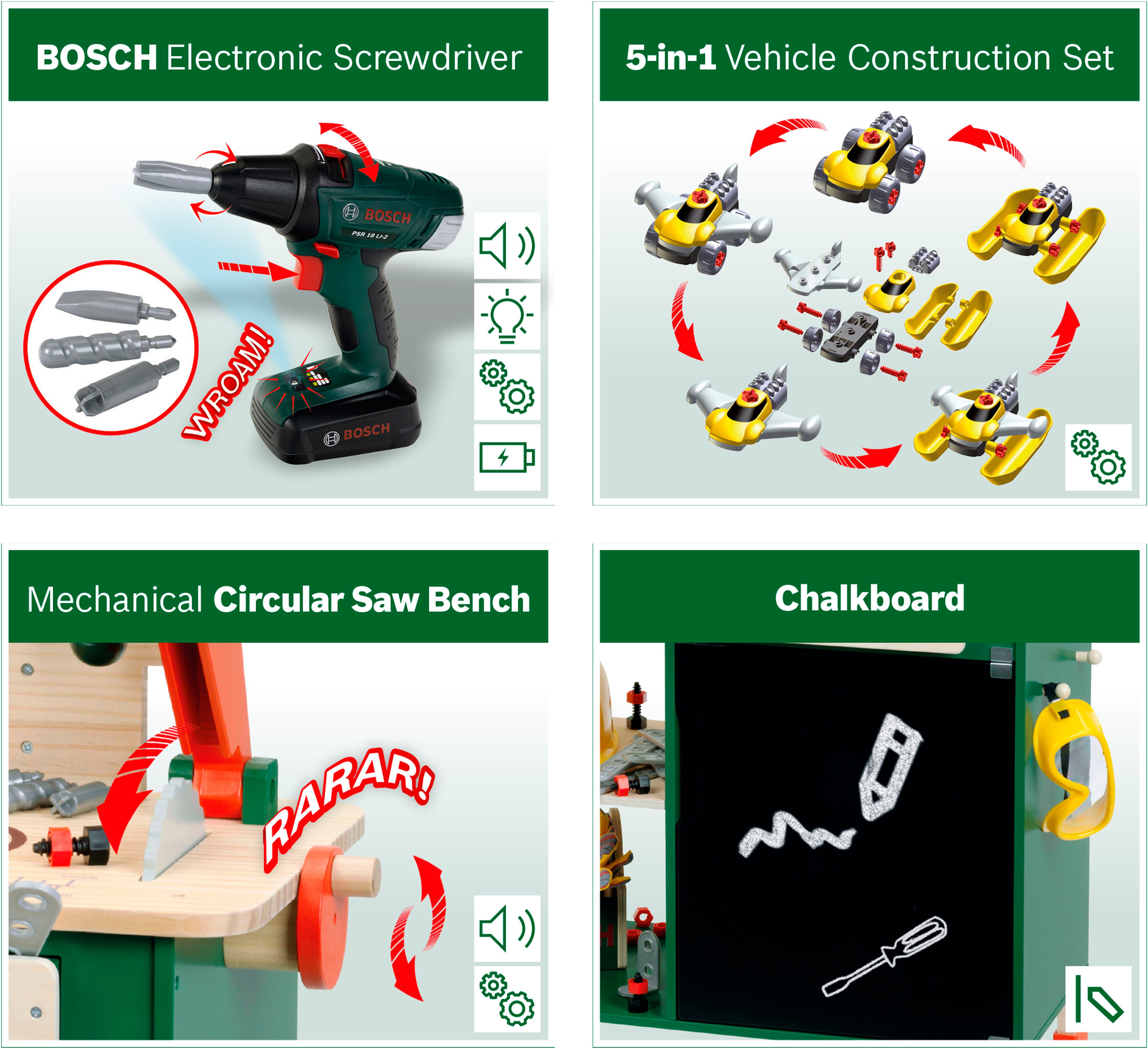 Klein Spielwerkbank BOSCH Holzwerkbank, mit Sound