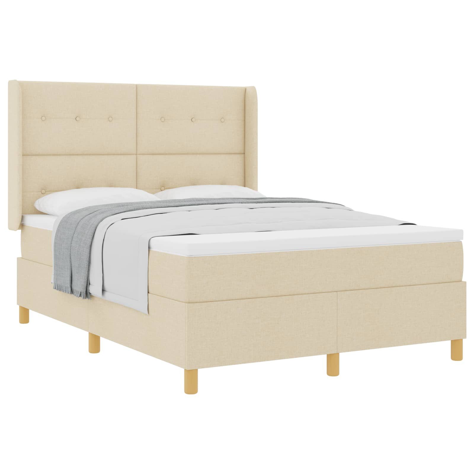 Bett Boxspringbett mit Kopfteil Creme 160 x 200 cm Stoff