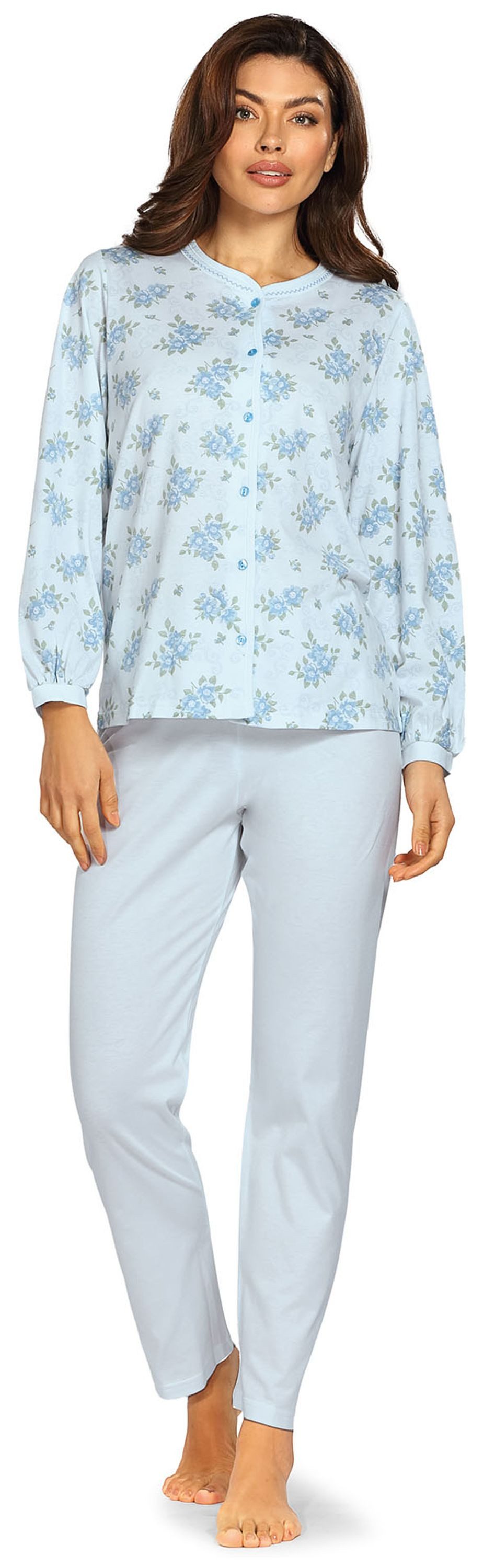 comtessa Schlafanzug Cosy Winter (Set, 2 tlg., 2-teilig) Damen Pyjama lang Langarm Baumwolle geknöpft große Größen