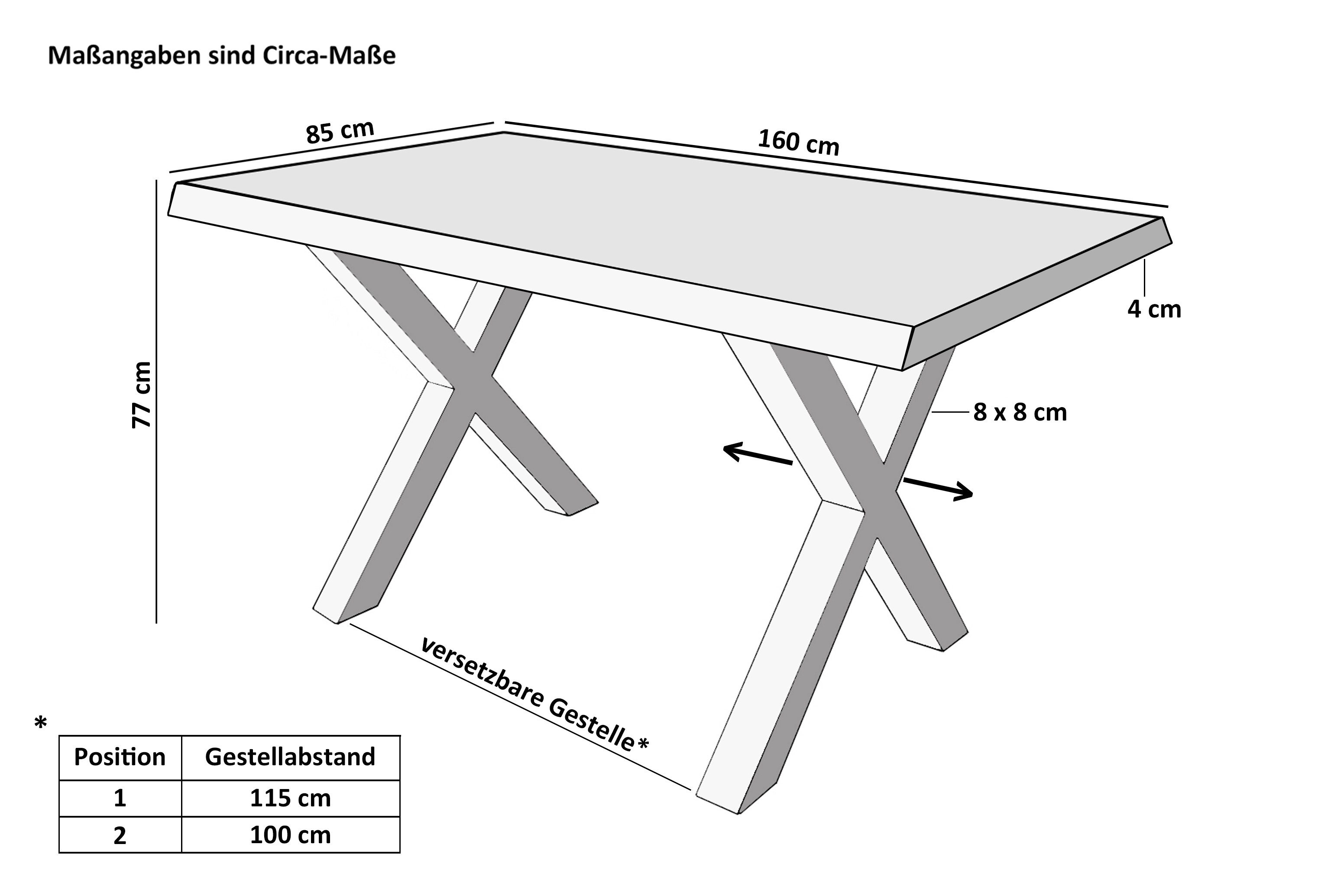 SAM® Esstisch Thori, verschiedene Holz-Optiken, X-Metallgestell, günstig online kaufen