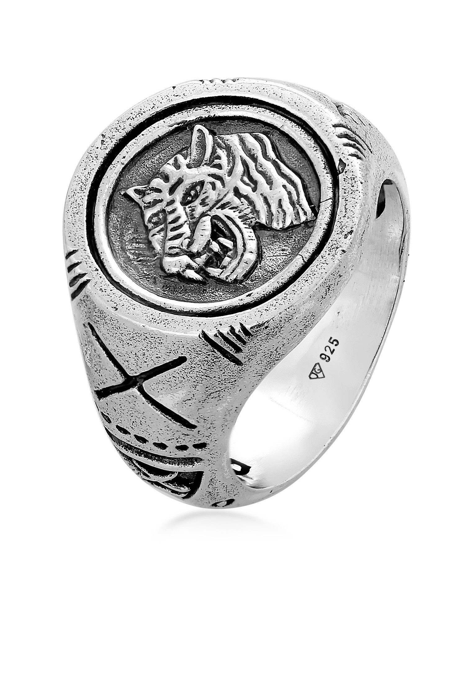 HAZE & GLORY Siegelring Siegelring - Tiger 925 Silber