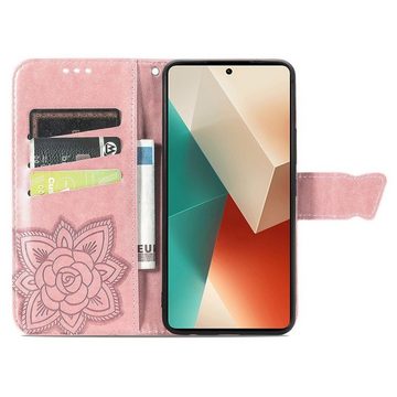 Wigento Handyhülle Für Xiaomi Redmi Note 13 Handy Tasche Wallet Schmetterling Design Case