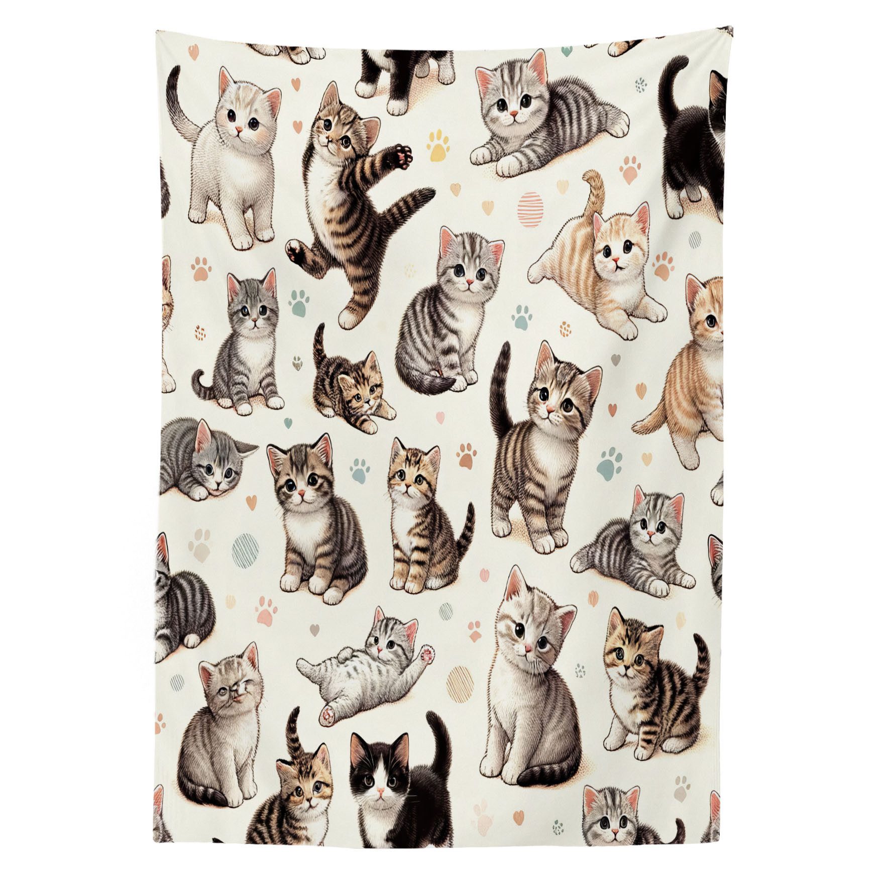 Abakuhaus Tischdecke dekorative waschbare Picknick-Tischdecke, Katze Kleine Kätzchen Spielen Fröhliche Posen