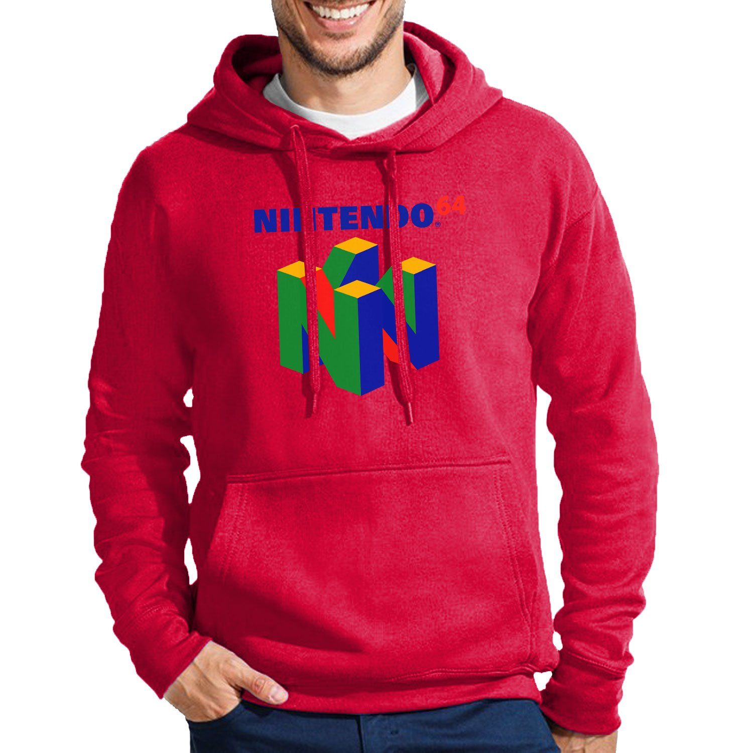 Blondie & Brownie Hoodie Herren N64 Spielekonsole Spiele Konsole Nintendo Nerd Mit Kapuze Rot