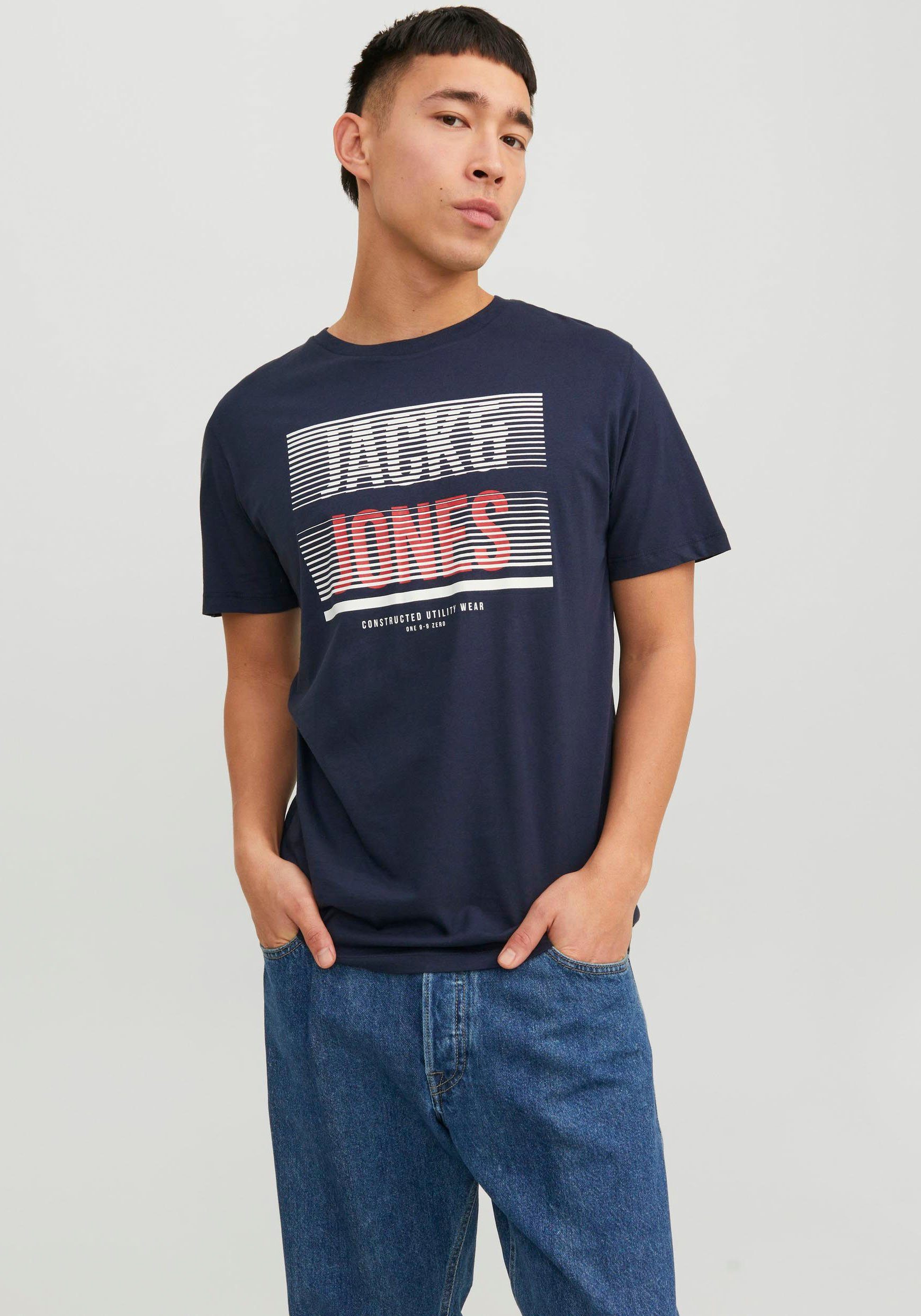 Jack & Jones Kurzarmshirt JJBRIX TEE SS CREW NECK Navy Blazer | T-Shirts
