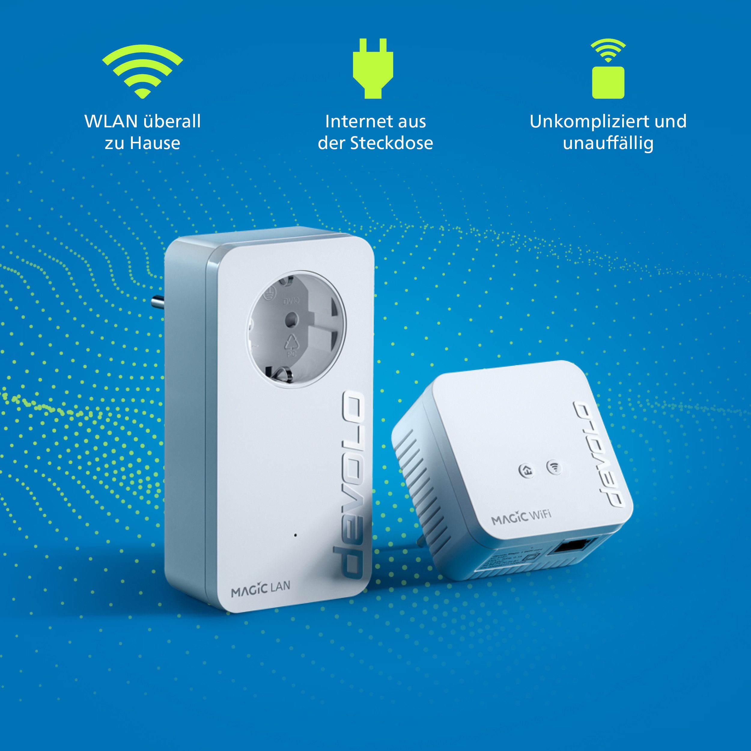 DEVOLO Magic 1 WiFi mini Starter Kit Reichweitenverstärker, Powerline WLAN Verstärker 2x Adapter