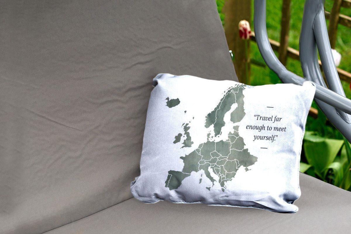 MuchoWow - Polyester, - Karte Kissenhülle Outdoor-Dekorationskissen, Europa Dekokissenbezug, Grau, Zitate Dekokissen