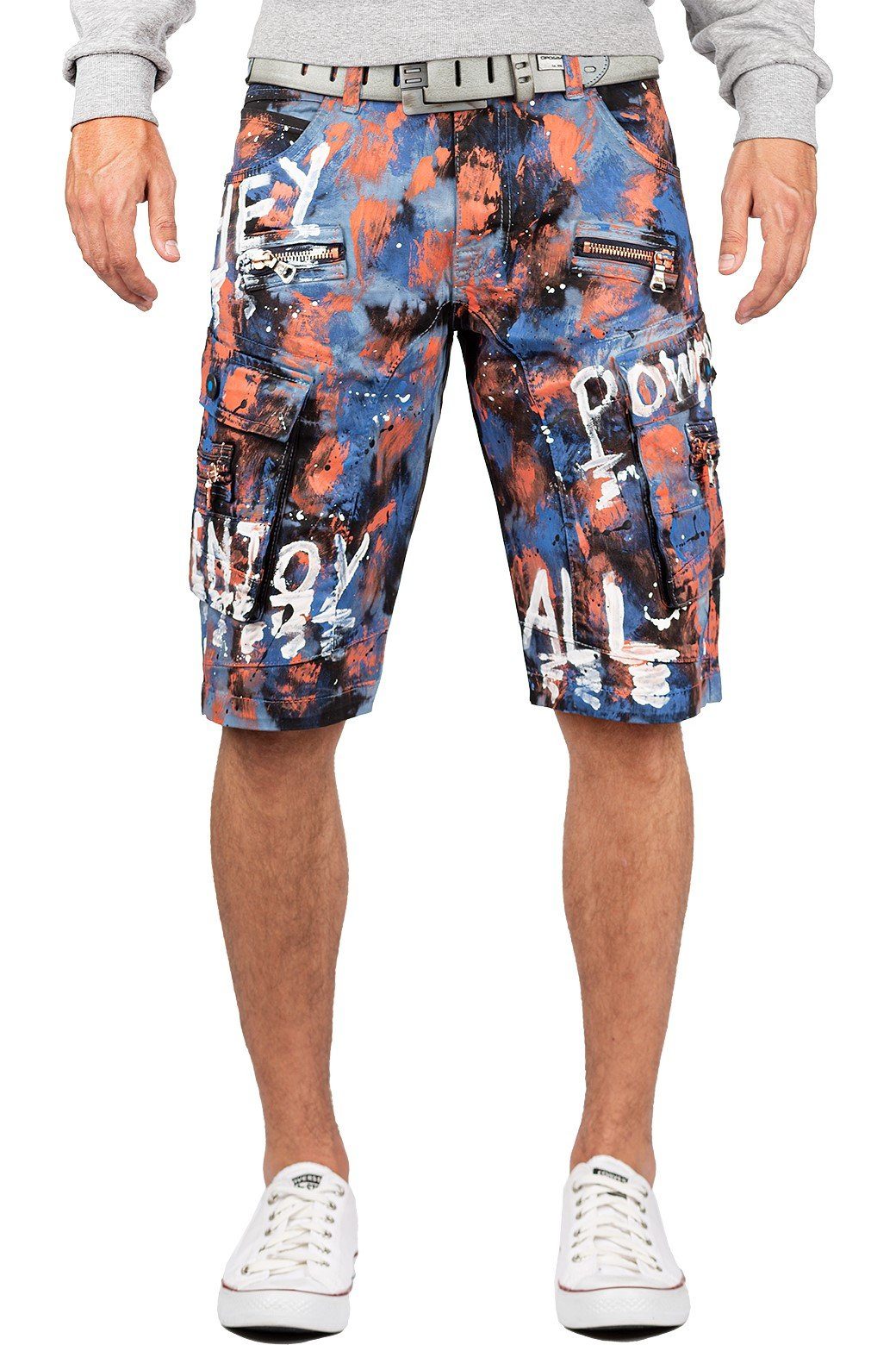 Cipo & Baxx Jeansshorts Herren Regular Fit Kurze Hose Mid Waist BA-CK204 Einzigartiges Design mit Graffiti-Paint-Style