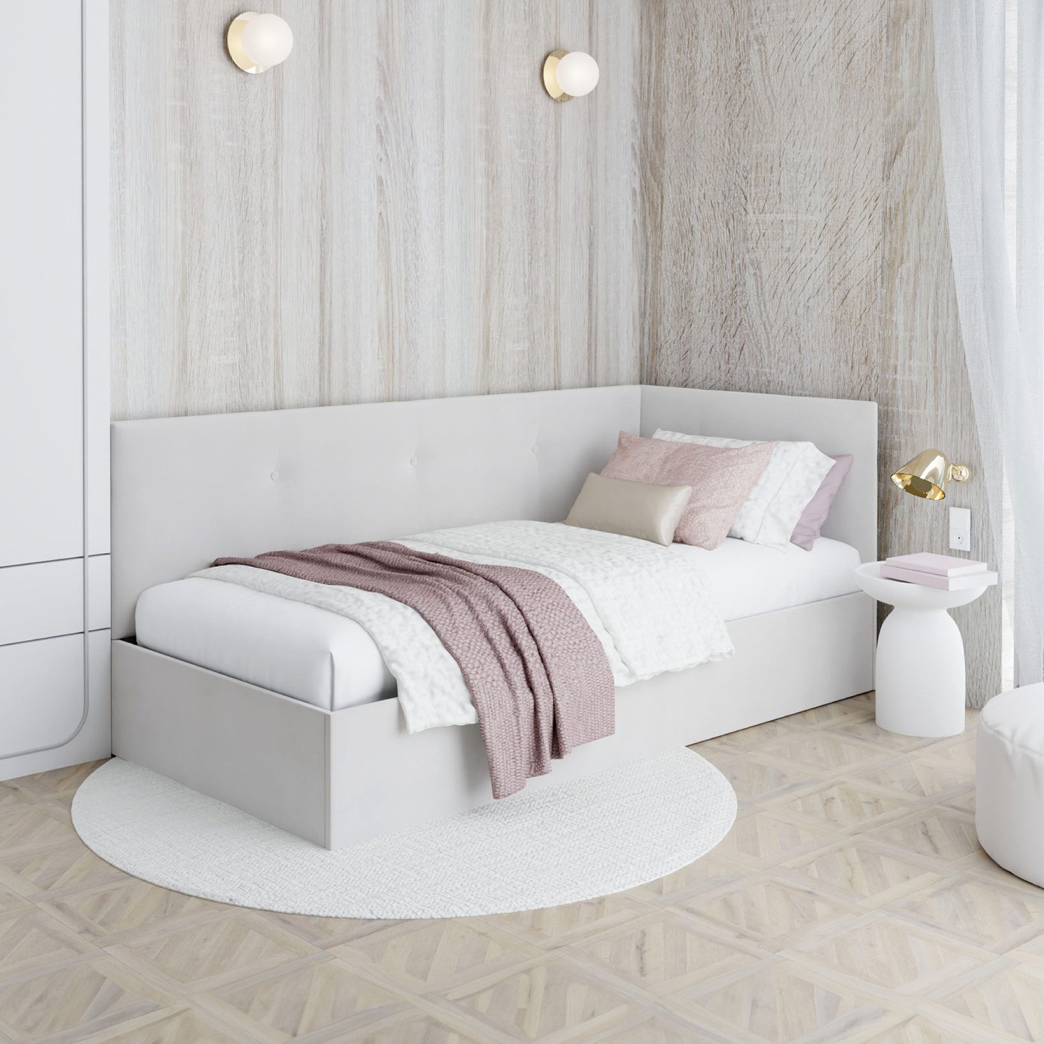 FDM Polsterbett EDDY modern mit Bettkasten MADE IN EU - mit Trinity Velours Bezug (90x200 cm, Bettrahmen, Bett, mit großen gepolsterten Kopfteil, mit Bettkasten zum aufklappen), Hebbarer Metallrahmen, Bettkasten, ohne Matratze