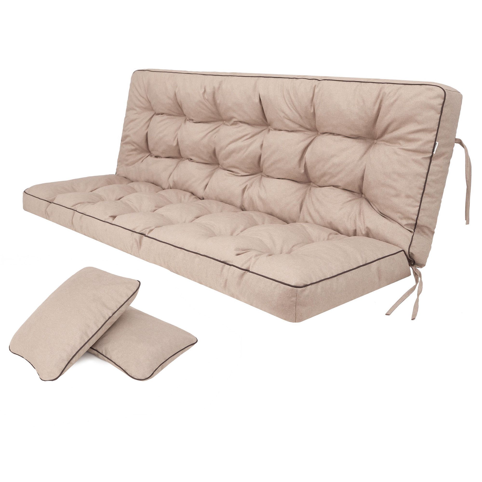 Hobbygarden Bankauflage Polsterauflage POLA 100, 120, 150 oder 180 cm, für Gartenbank & Hollywoodschaukel inkl. 2 Seitenkissen