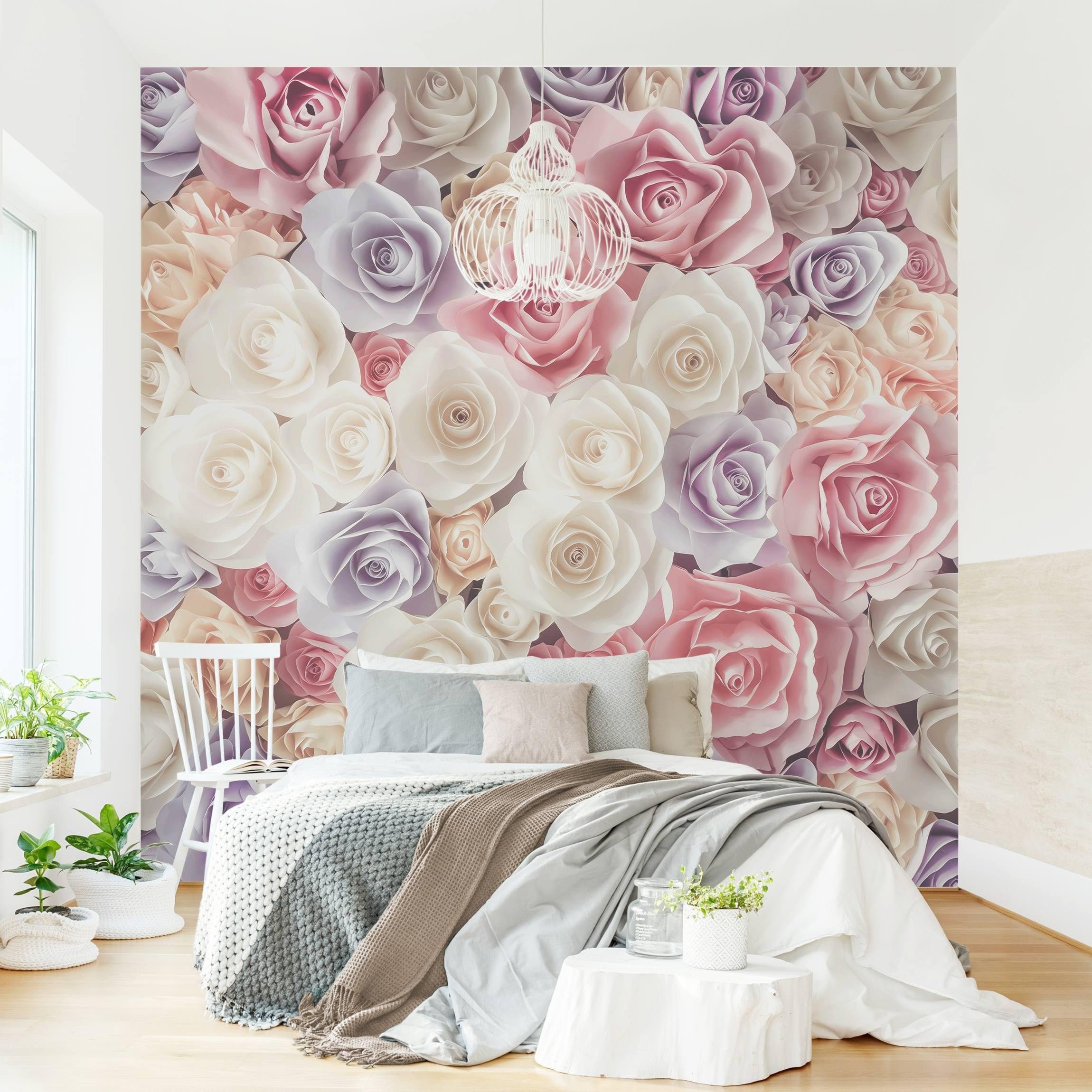Bilderdepot24 Mustertapete Muster Pastell Rosen Liebe Romantisch Modern Wanddeko, Glatt, Matt, (Vliestapete inkl. Kleister oder selbstklebend), Wohnzimmer Schlafzimmer Küche Flur gemusterte Vliestapete Wandtapete