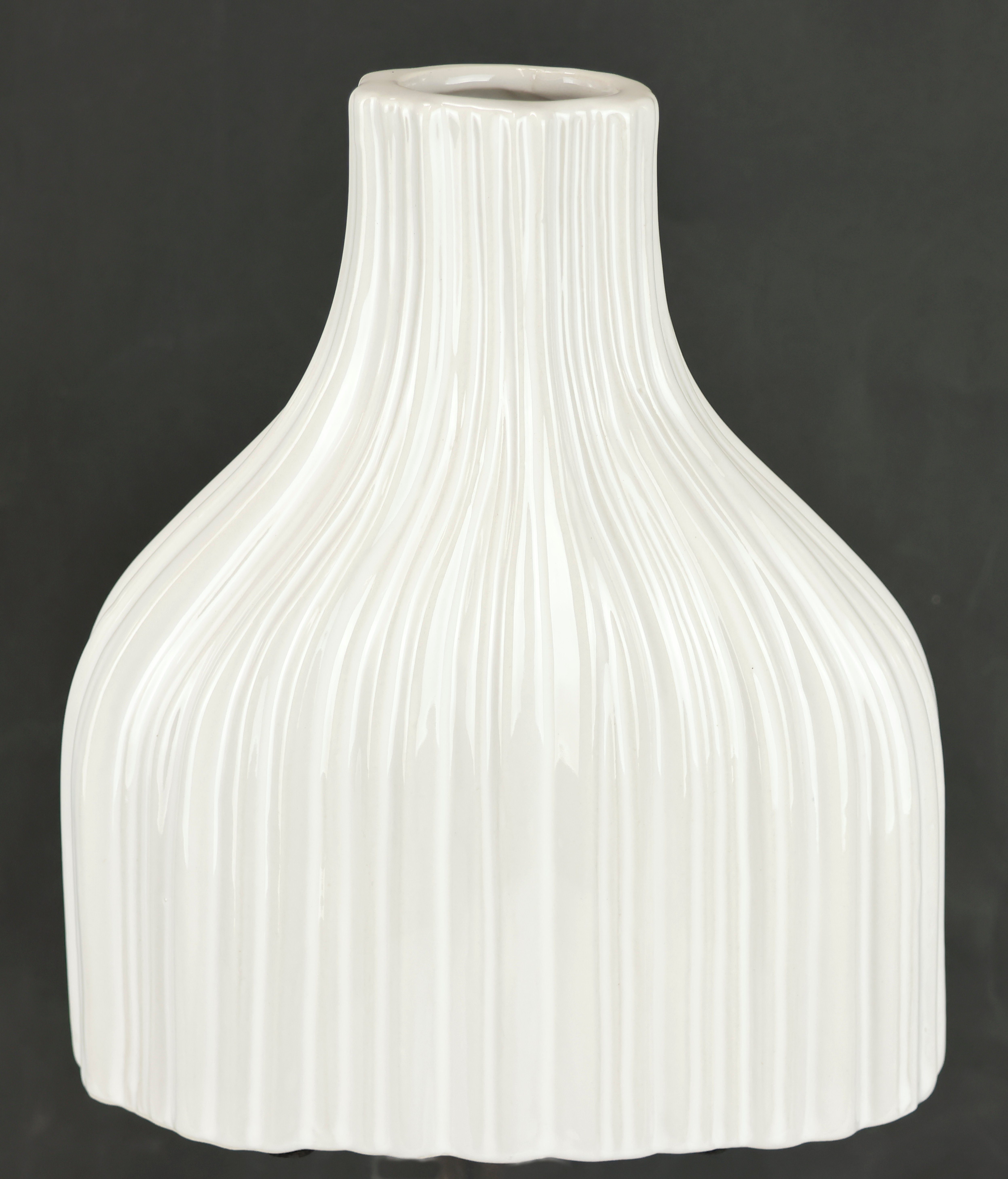 I.GE.A. Dekovase Blumenvase aus Keramik, geriffelt, bauchig, glänzend, Keramikvase (1 St), Deko-Vase für Blumen, Pampasgras, Trocken- oder Kunstblumen u. Zweige