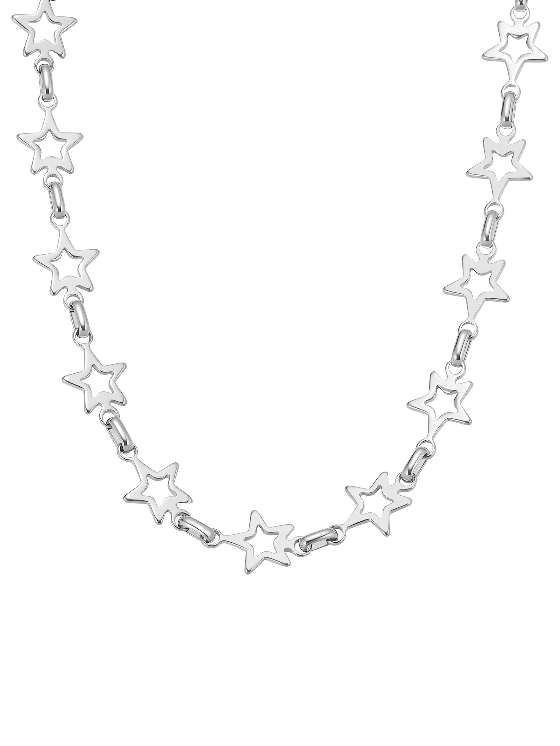 Hey Happiness Choker Stern Damen Halskette vergoldet aus Edelstahl, Statement Wasserfeste Kette mit Stern-Gliedern, Geschenk für Frauen