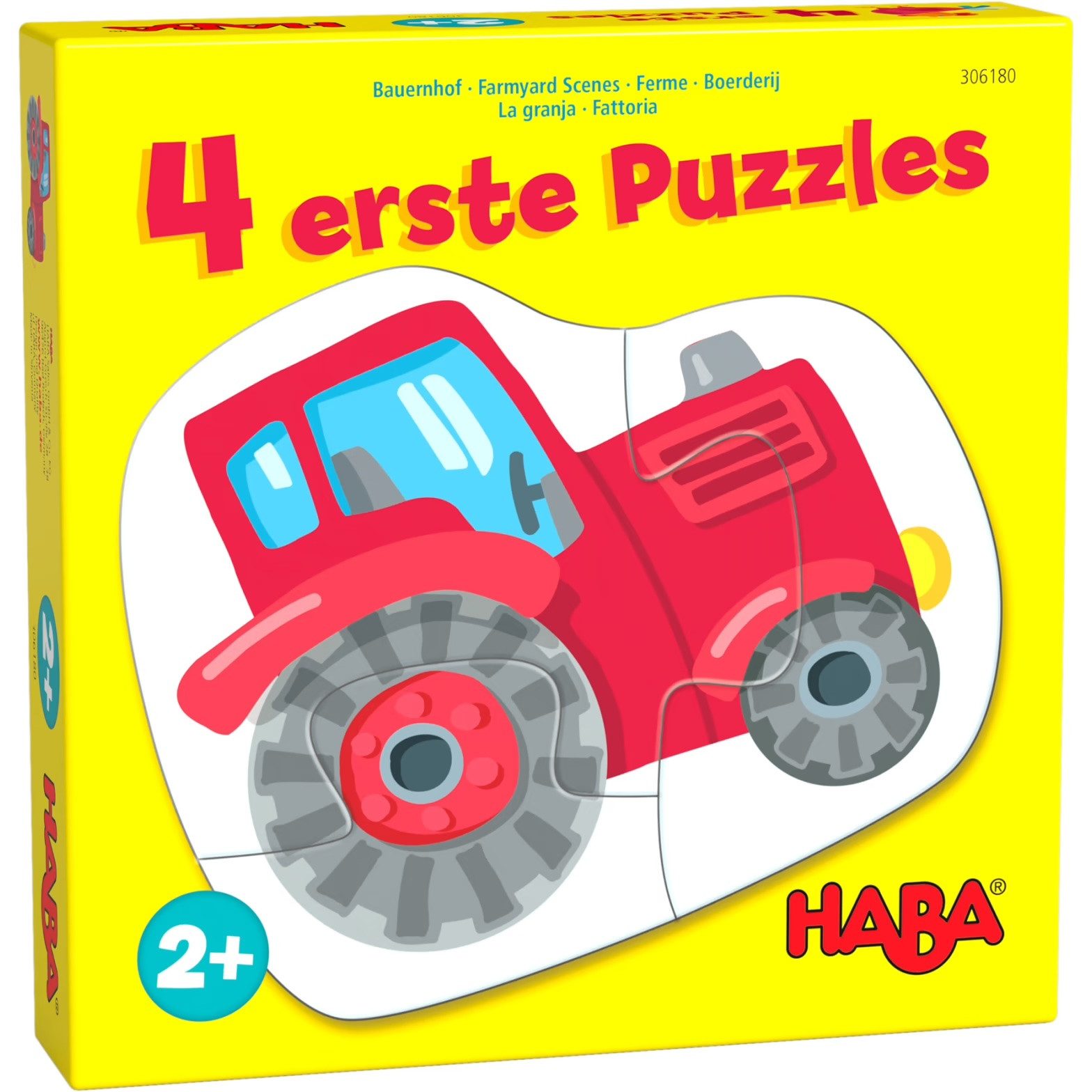 Haba Puzzle 4 erste Puzzles – Bauernhof, 12 Puzzleteile, 4 Puzzle mit 1 x 2, 2 x 3 und 1 x 4 Teilen