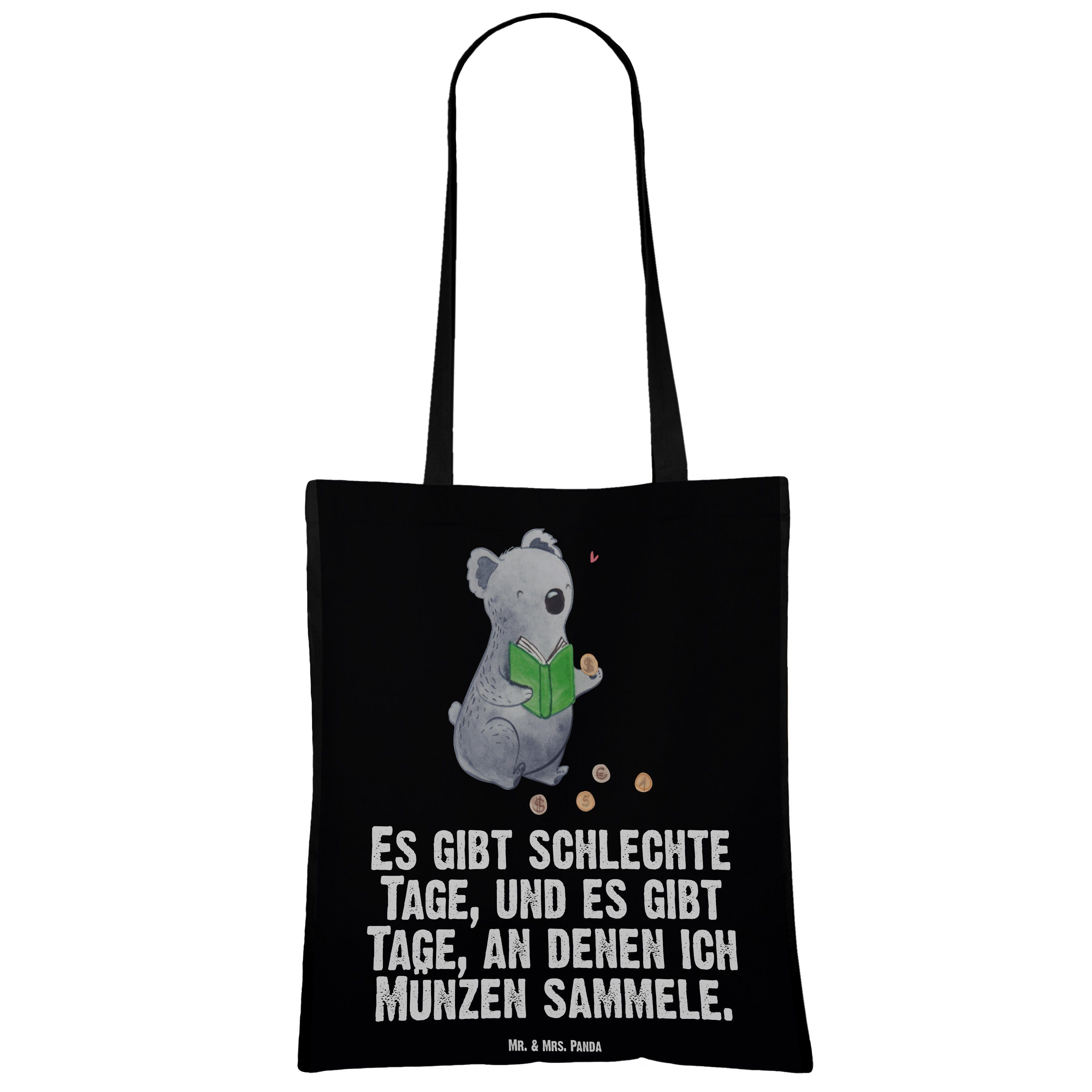 Mr. & Mrs. Geschenk, - Panda (1-tlg) sammeln Koala - Tage Münzen Sportart, Schwarz Danke, Tragetasche Beut