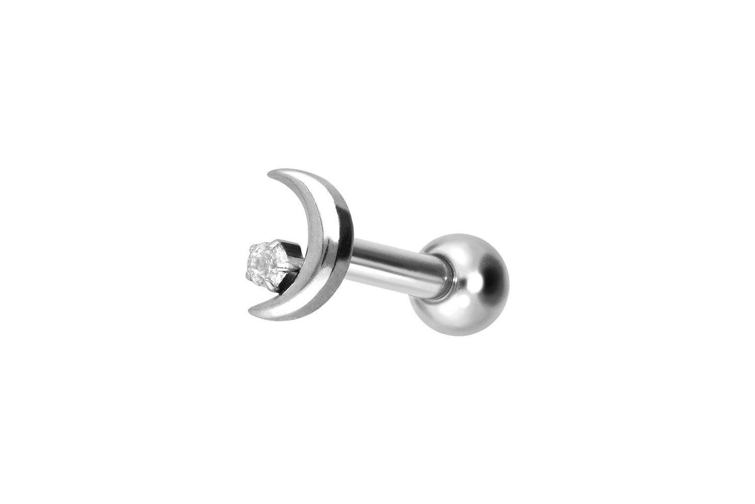 Piercing-Set Titan Ohrpiercing mit Innengewinde MOND + KRISTALL