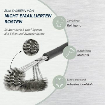 BlueCraft Grillbürste, Premium Reinigungsbürste + XXL Grill-Zange 56 cm
