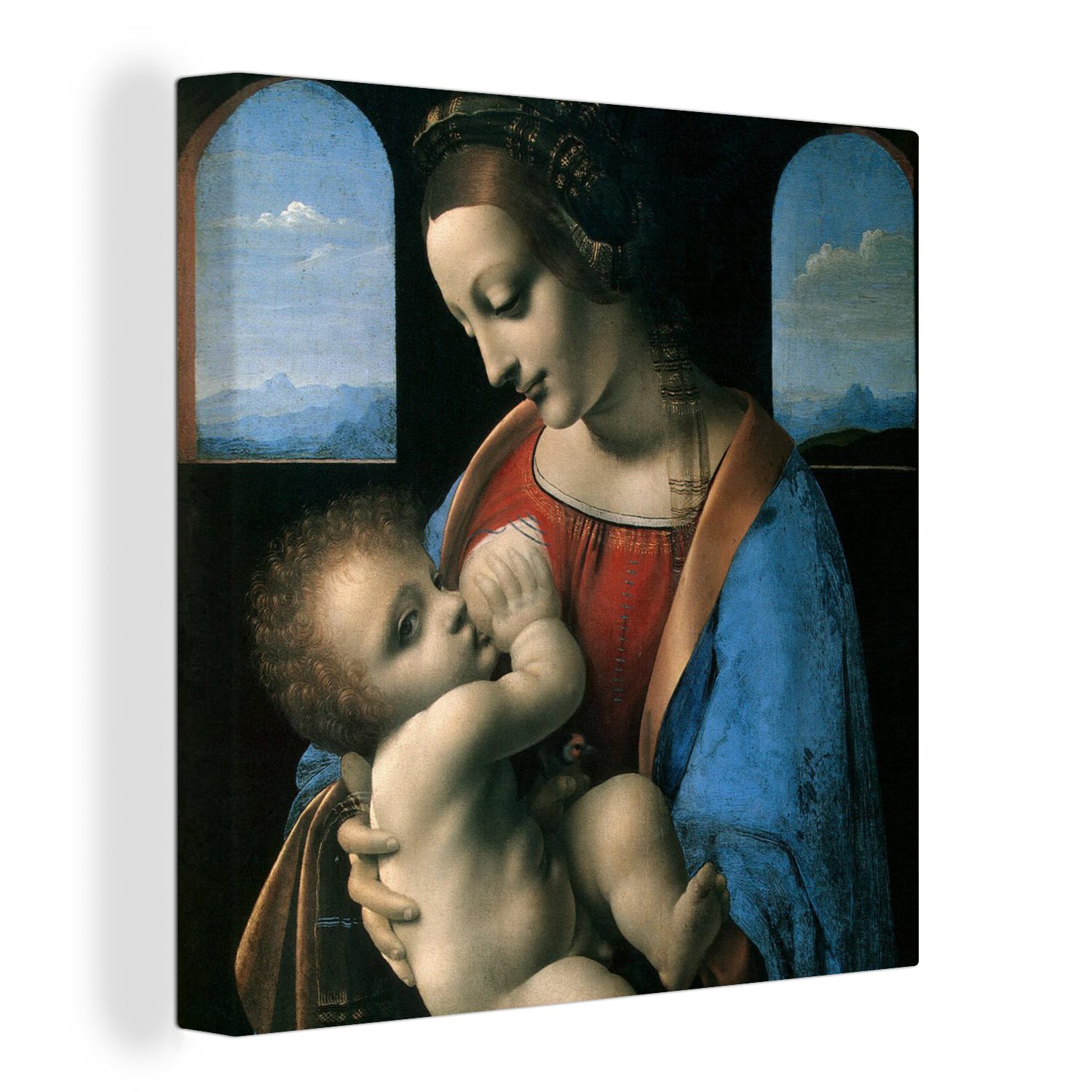 OneMillionCanvasses® Leinwandbild Die Jungfrau Maria - Leonardo da Vinci, (1 St), Leinwand Bilder für Wohnzimmer Schlafzimmer bunt