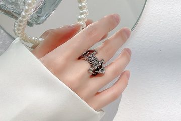 Eyecatcher Fingerring Skelett Ring. Silberner Gothic Ring. TotenKopf, Größenverstellbar