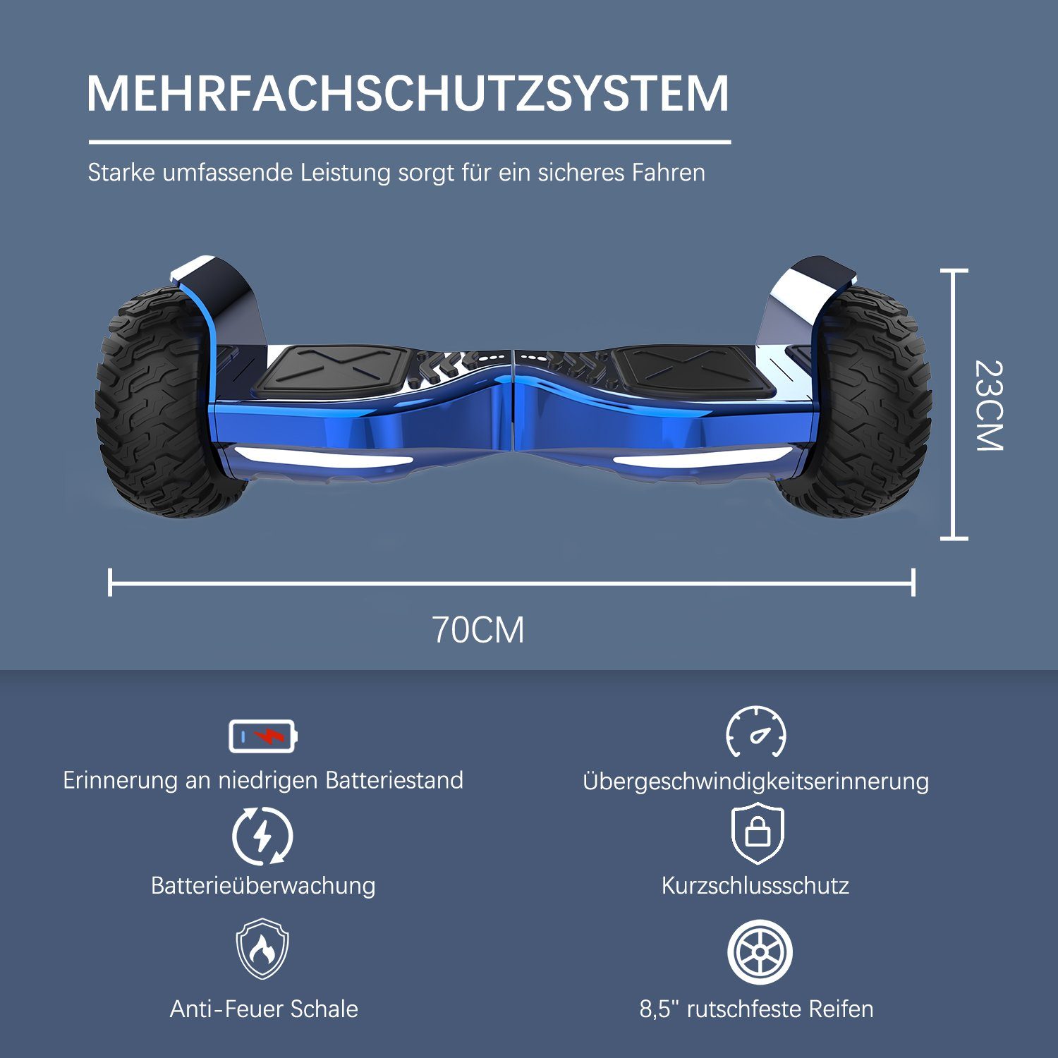 RCB Balance Scooter Kart Set, 8,5'' Off-Road SUV Hoverboard mit Sitz, Go-Kart, APP, Bluetooth