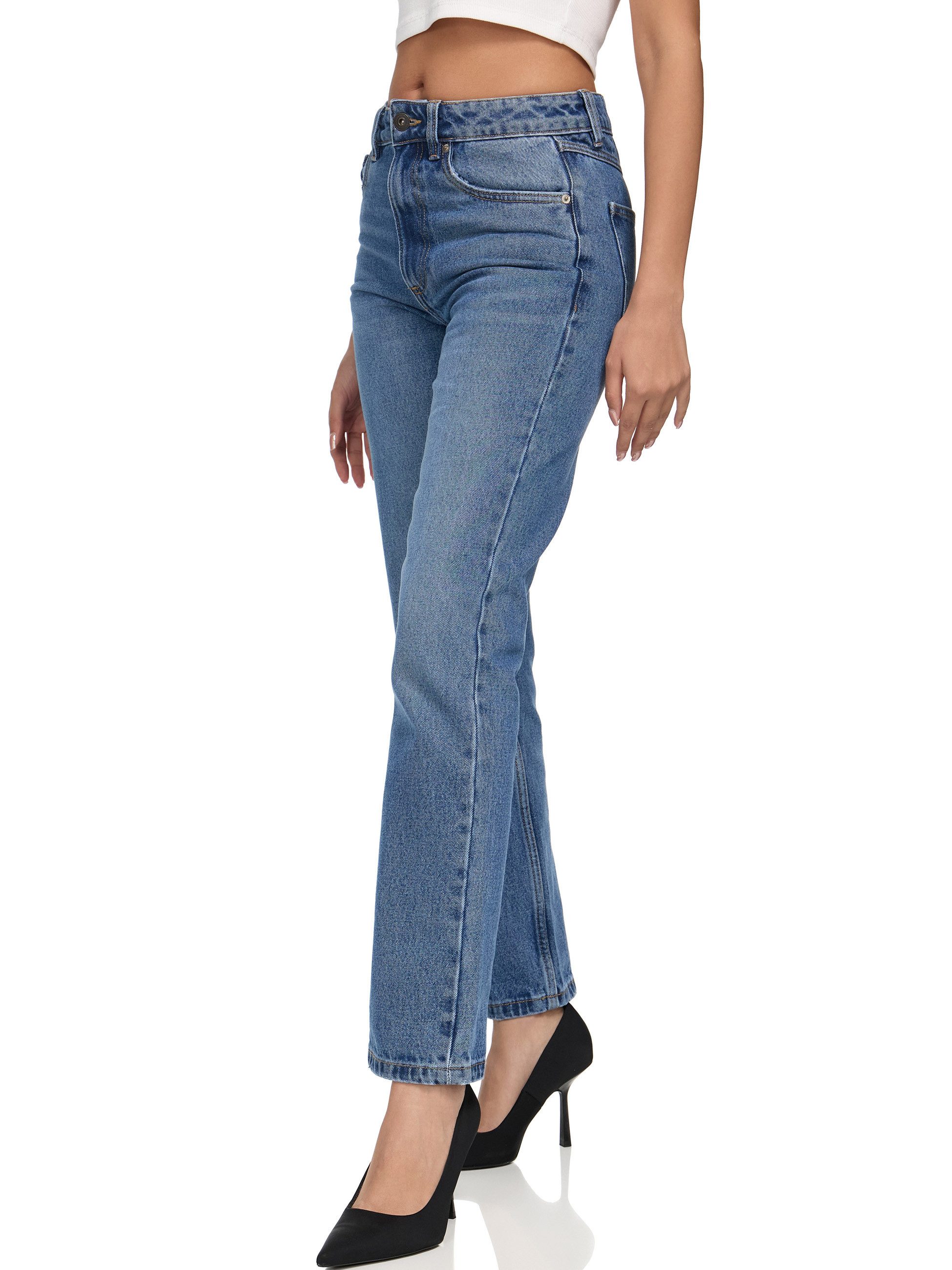 REPUBLIX Loose-fit-Jeans FAITH Damen Mid Waist Loose-fit Denim Jeans Basic