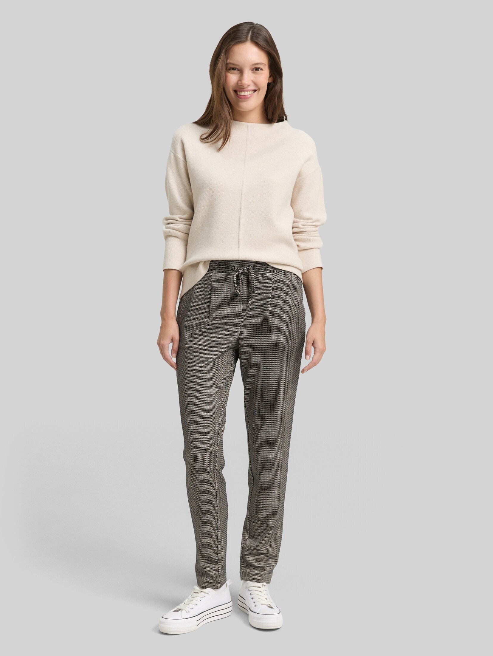 TOM TAILOR Stoffhose Hosen & Chino Loose Slim Jacquard Hose mit Kordelzug