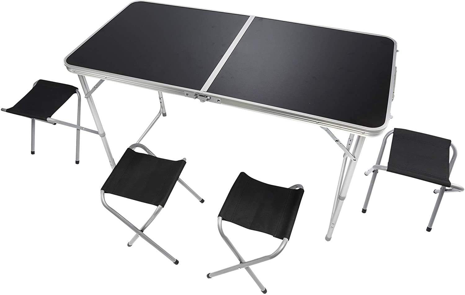 Campingtisch mit Klappbarer Markttisch), Goods+Gadgets Schwarz Stühlen Klapptisch - Campingtisch (Mehrzwecktisch, Multifunktionstisch 4