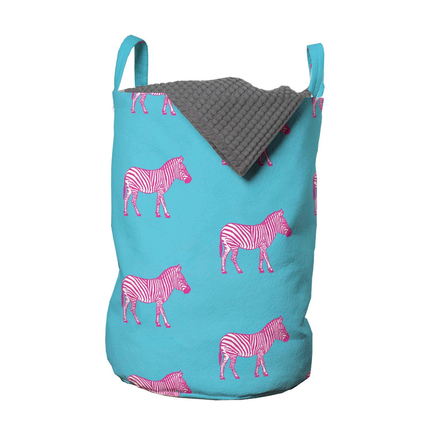 für Kordelzugverschluss Wäschekorb rosa Abakuhaus Schmutz-Kunst Zebra mit Wäschesäckchen Waschsalons, Savannah Griffen