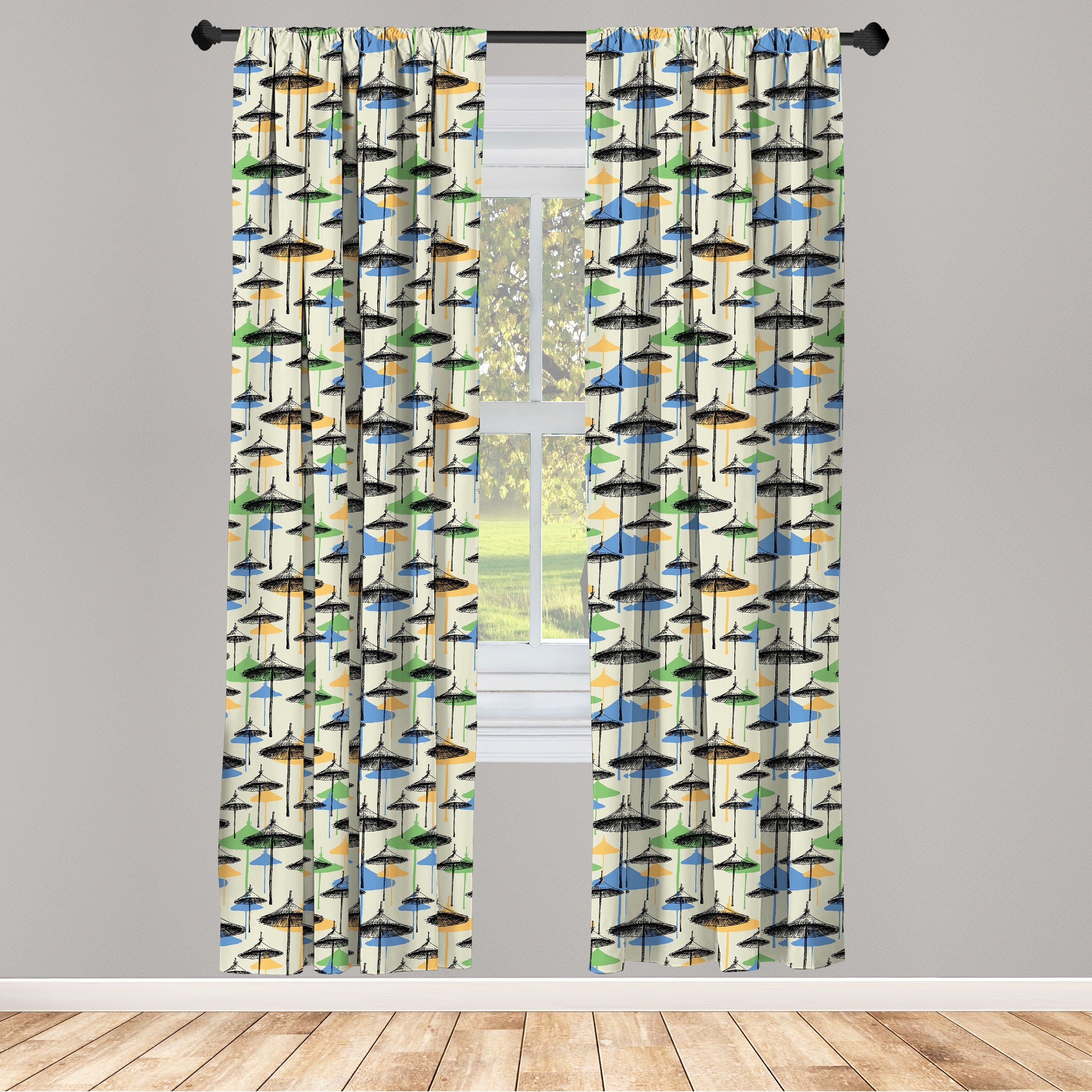 Gardine Vorhang für Wohnzimmer Schlafzimmer Dekor, Abakuhaus, Microfaser, Skizzieren Strand-Regenschirme Sommer Artikel