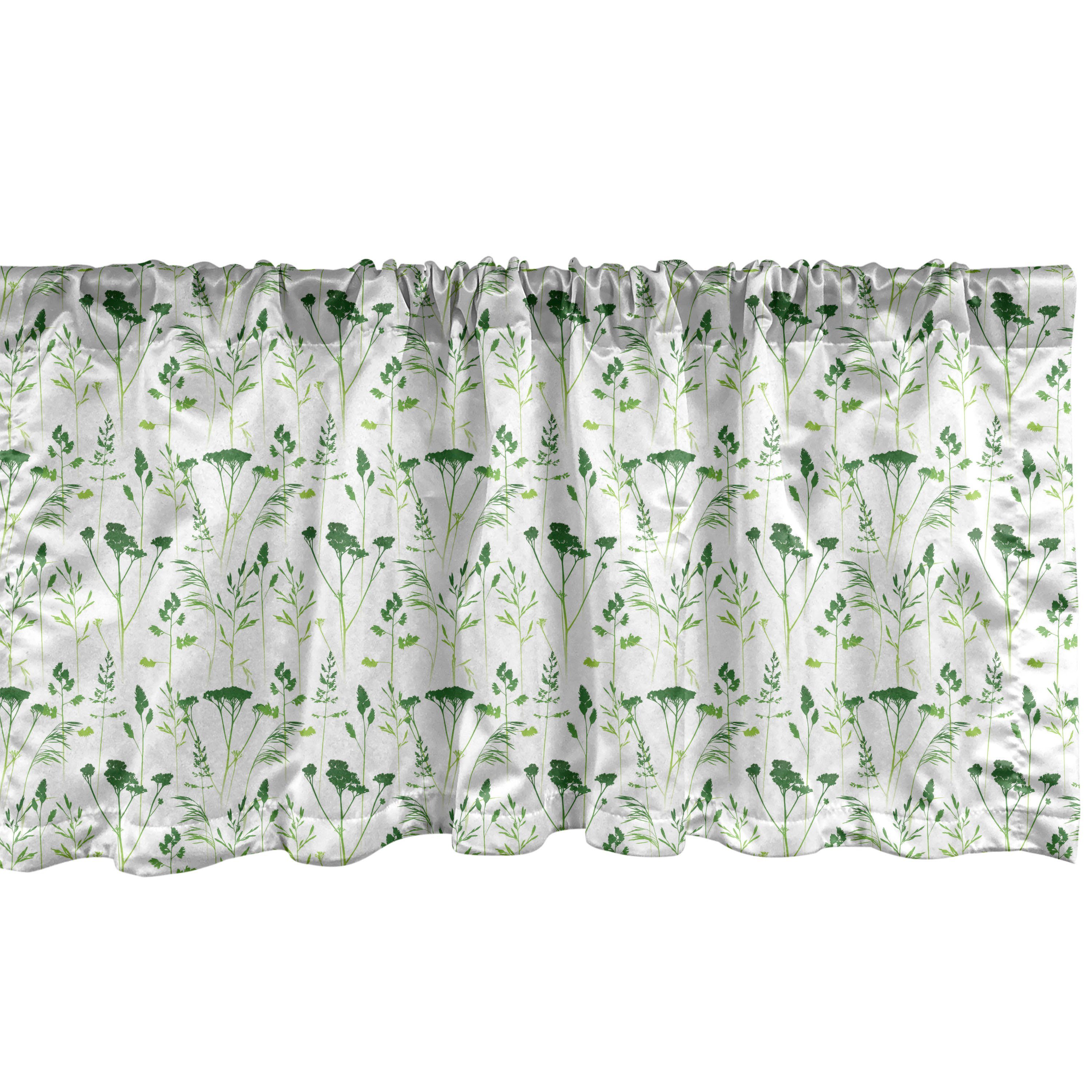 Scheibengardine Vorhang Volant für Küche Schlafzimmer Dekor mit Stangentasche, Abakuhaus, Microfaser, Botanisch Wildkräuter Silhouetten