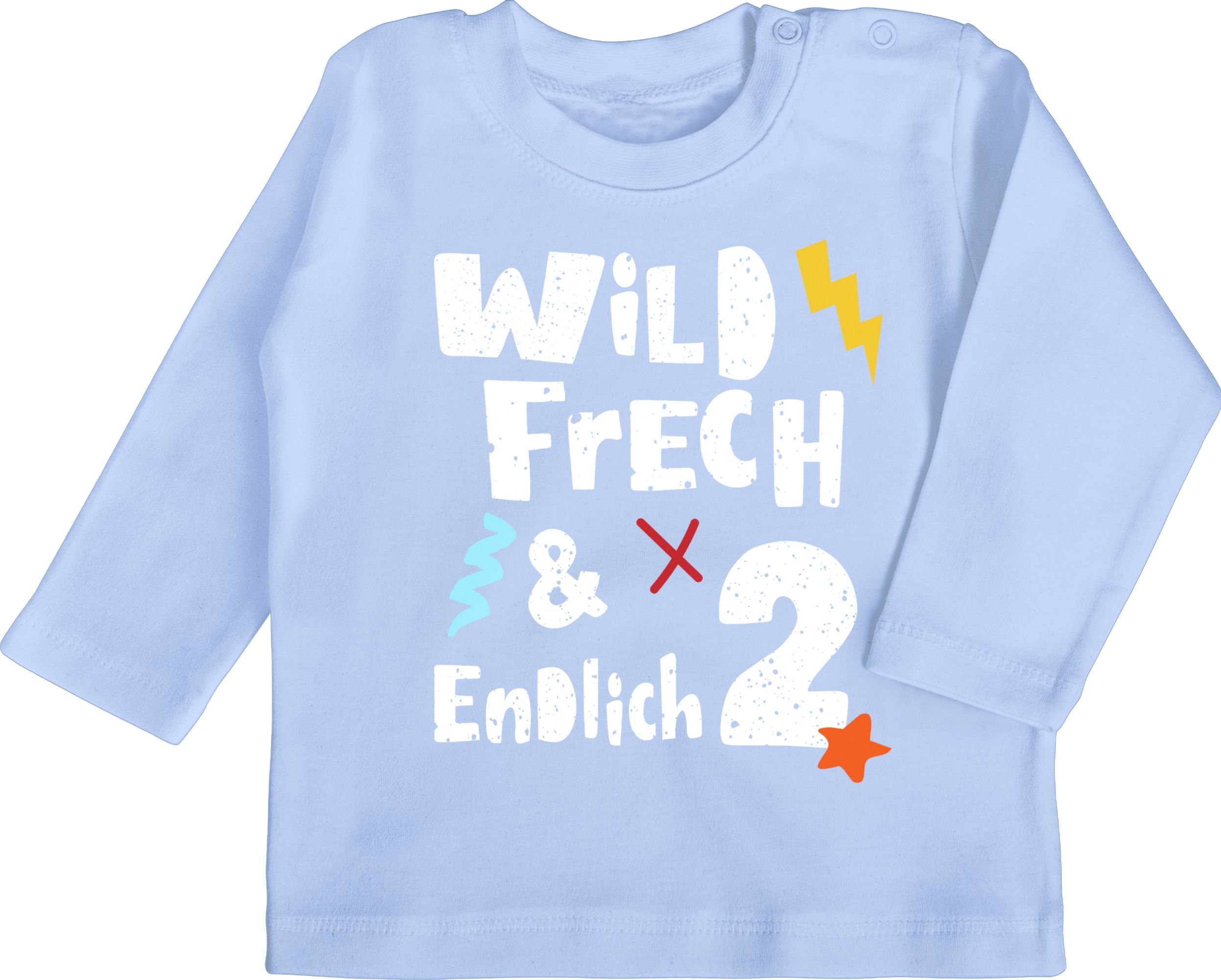 Shirtracer T-Shirt Wild frech und endlich 2 - Zwei Jahre Wunderbar 2. Geburtstag 3 Babyblau