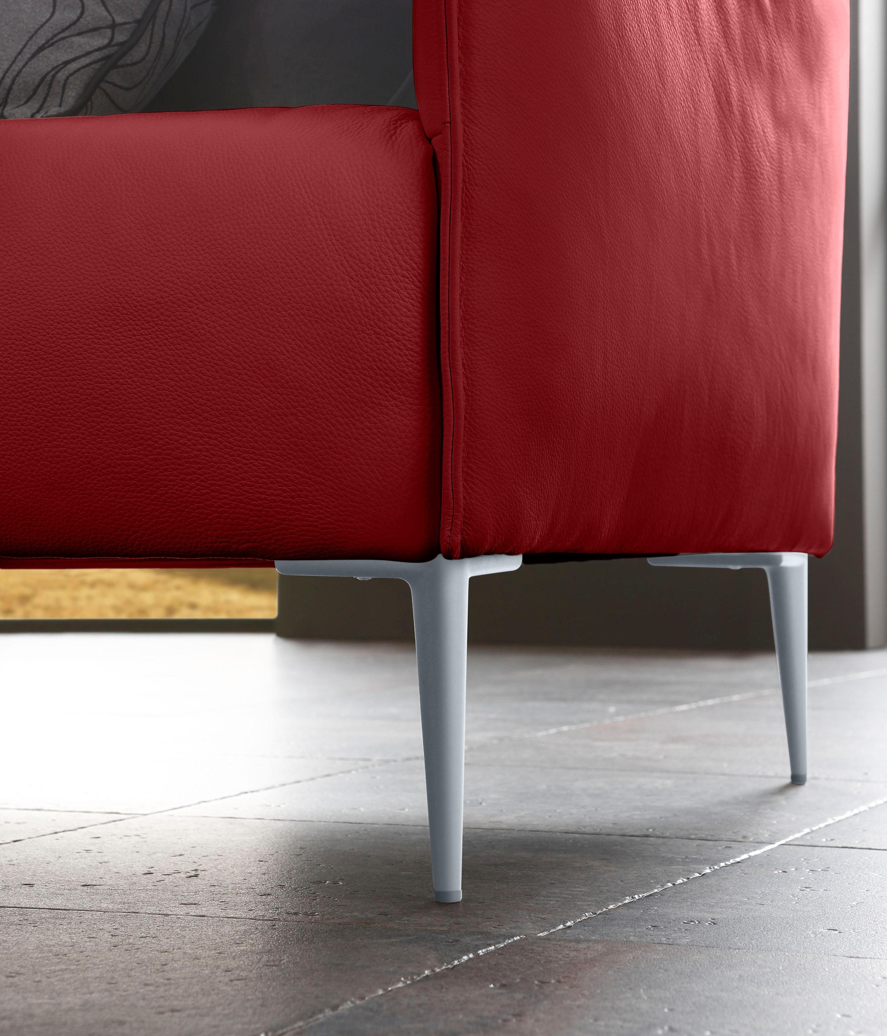 W.SCHILLIG 2,5-Sitzer ruby Metallfüßen red Breite in 194 Z59 sally, Silber matt, mit cm