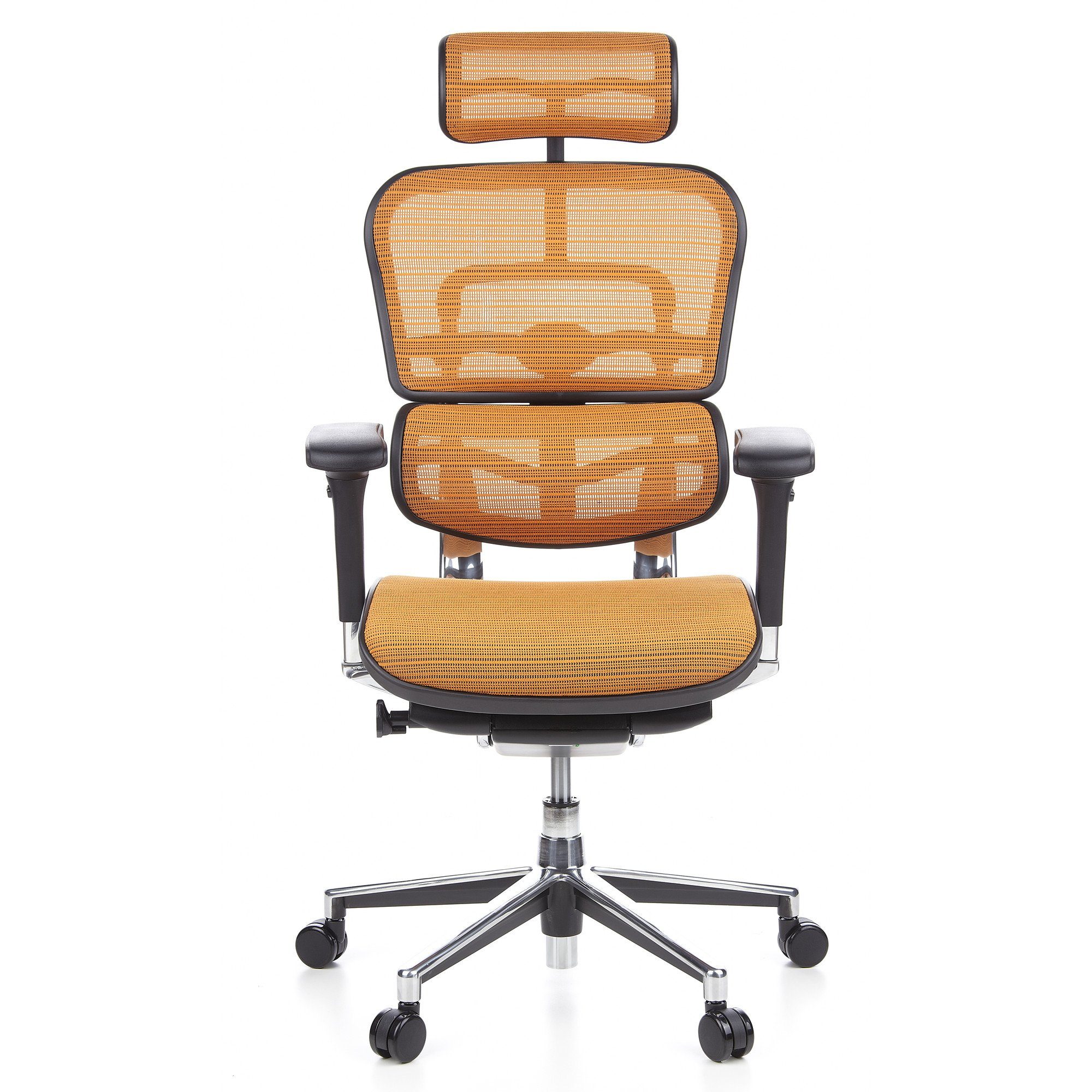 Luxus Bürostuhl ergonomisch OFFICE Drehstuhl hjh Chefsessel Orange (1 Netzstoff ERGOHUMAN St),