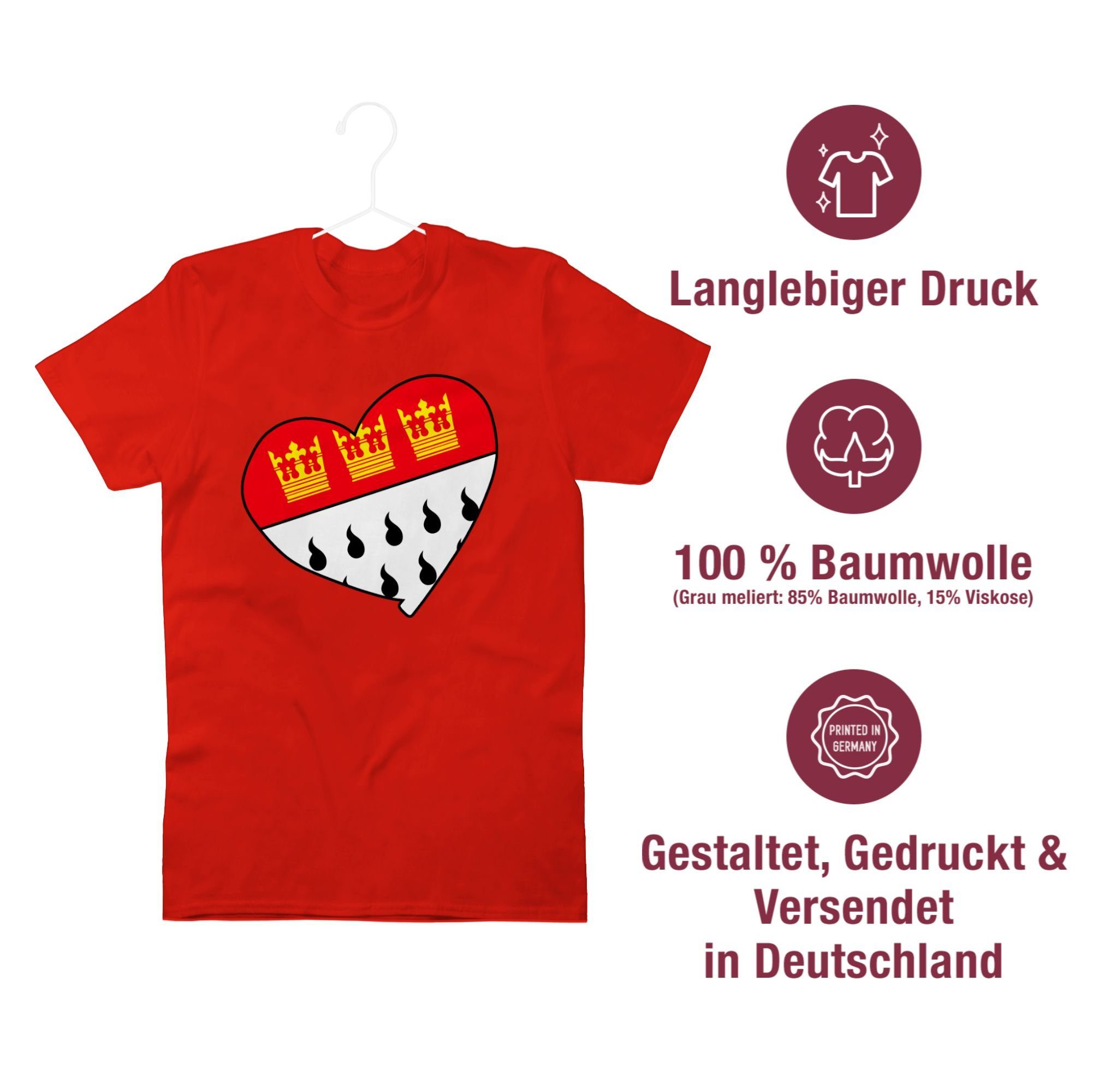 Köln Herz Fasching 1 Wappen T-Shirt Karneval Rot Shirtracer &