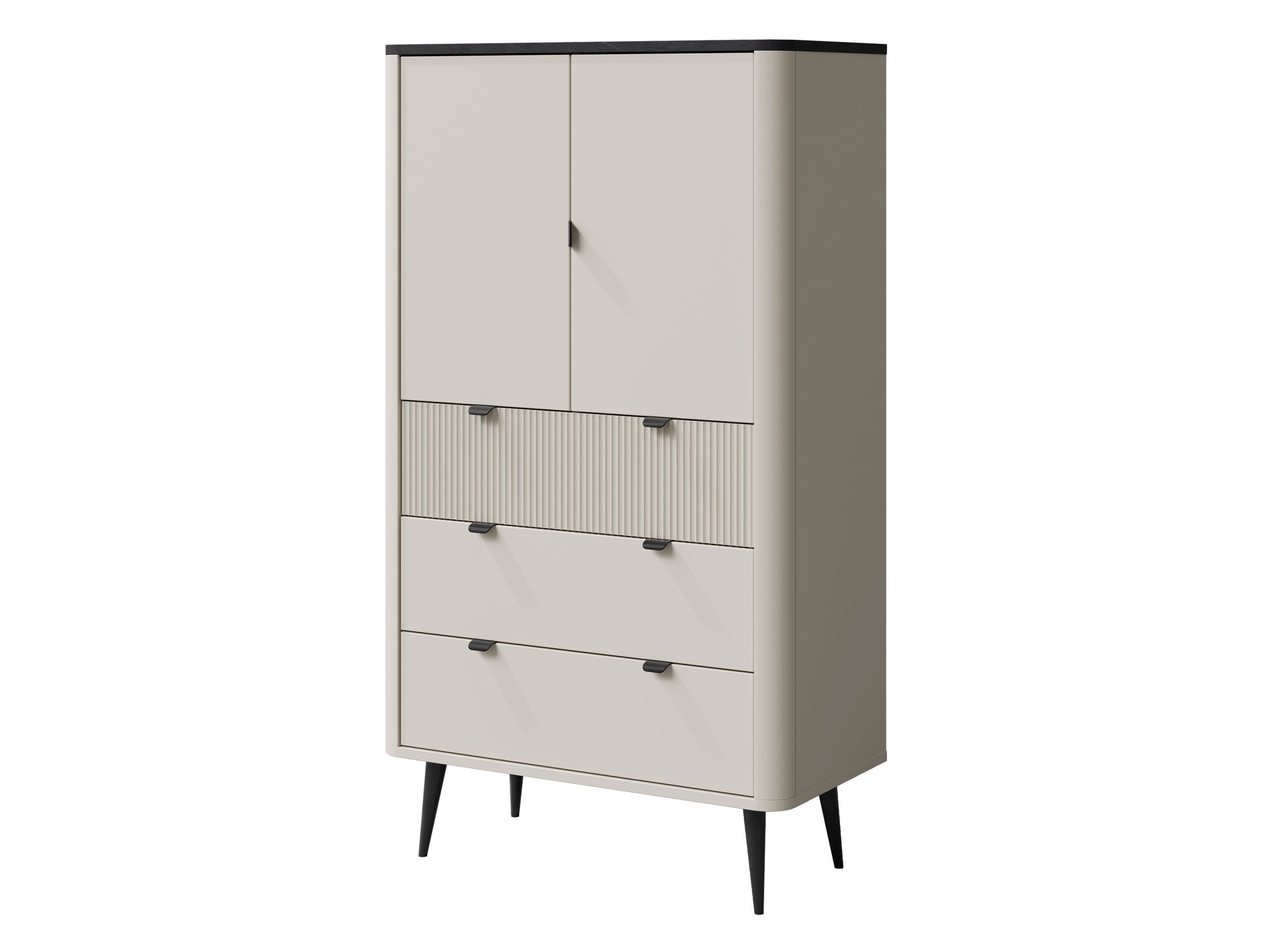 MIRJAN24 Regal Marly 2S3D RE06, mit zwei Drehtüren und drei Schubladen, gedämpftem Schließsystem, 90x40x142 cm