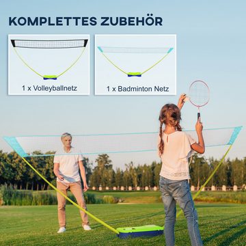 SPORTNOW Badmintonnetz Badminton-Set mit Netz, Volleyballnetz mit Ständer (Tennisnetz, 1-St., Federballnetz), für Indoor, Outdoor