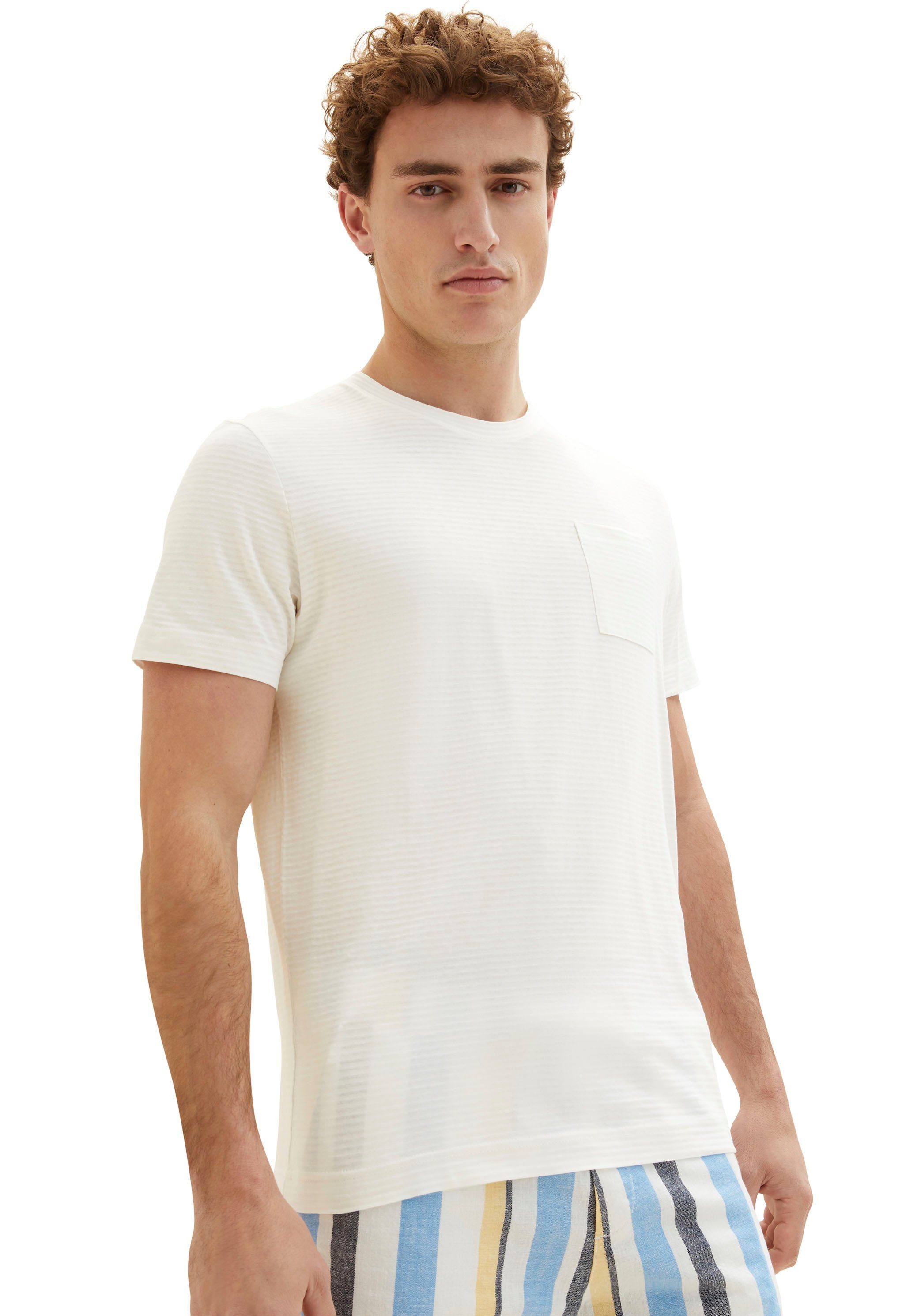 TOM TAILOR T-Shirt Meliert Optik offwhite