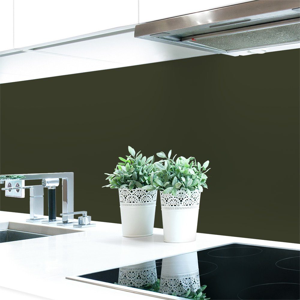 DRUCK-EXPERT Küchenrückwand Küchenrückwand Grüntöne 2 Unifarben Premium Hart-PVC 0,4 mm selbstklebend Braunoliv ~ RAL 6022