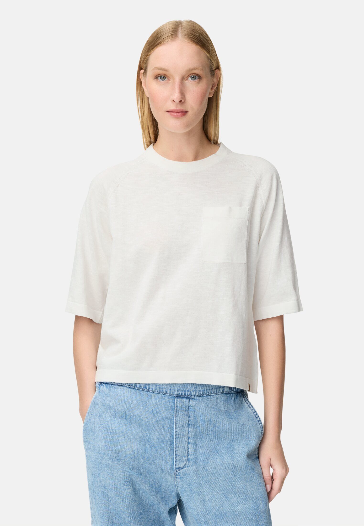 camel active T-Shirt aus reiner Baumwolle Dreiviertelarm