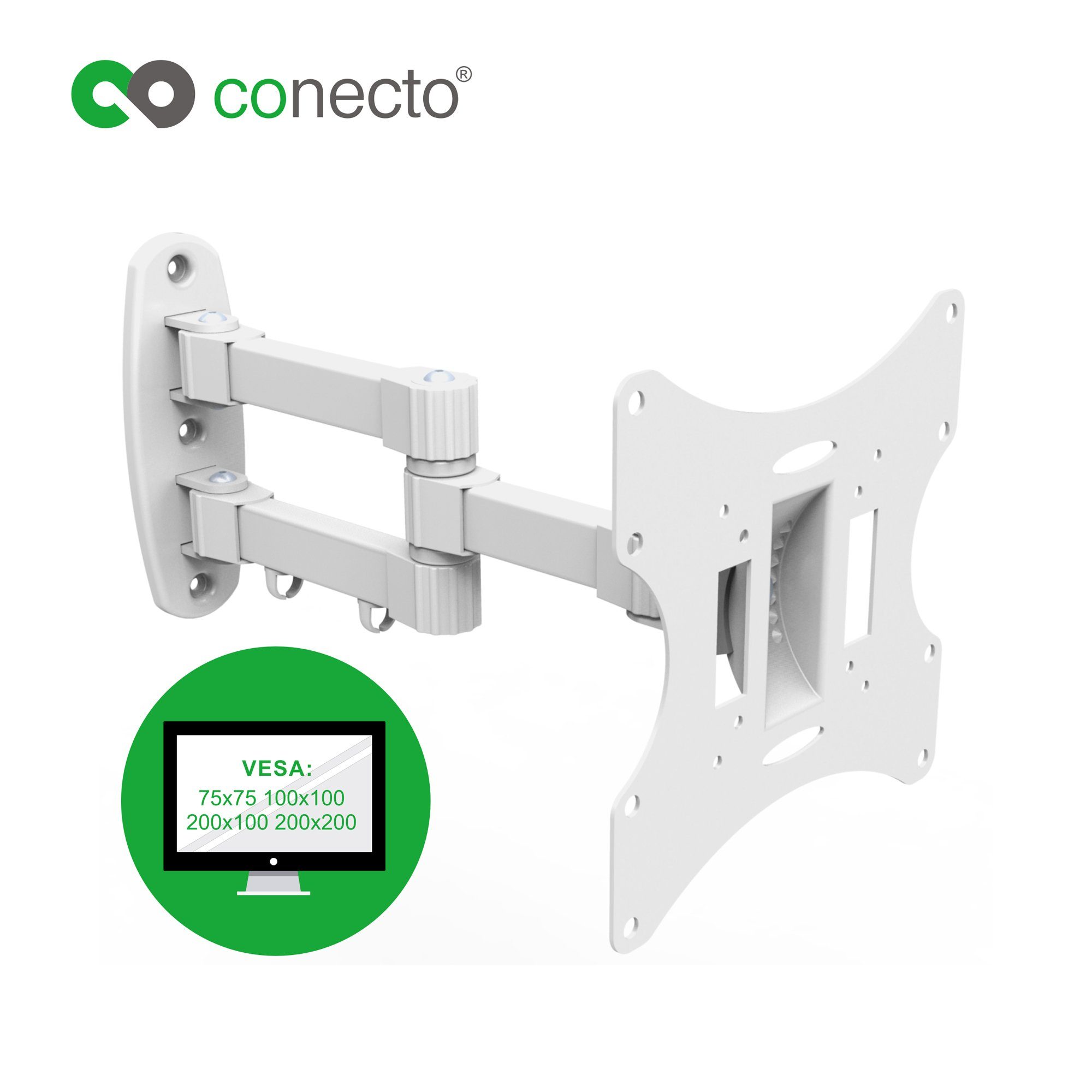 conecto TV-Wandhalterung TV Wandhalter für LCD LED Fernseher & Monitor, (bis 42 Zoll, schwenkbar, neigbar, ausziehbar)
