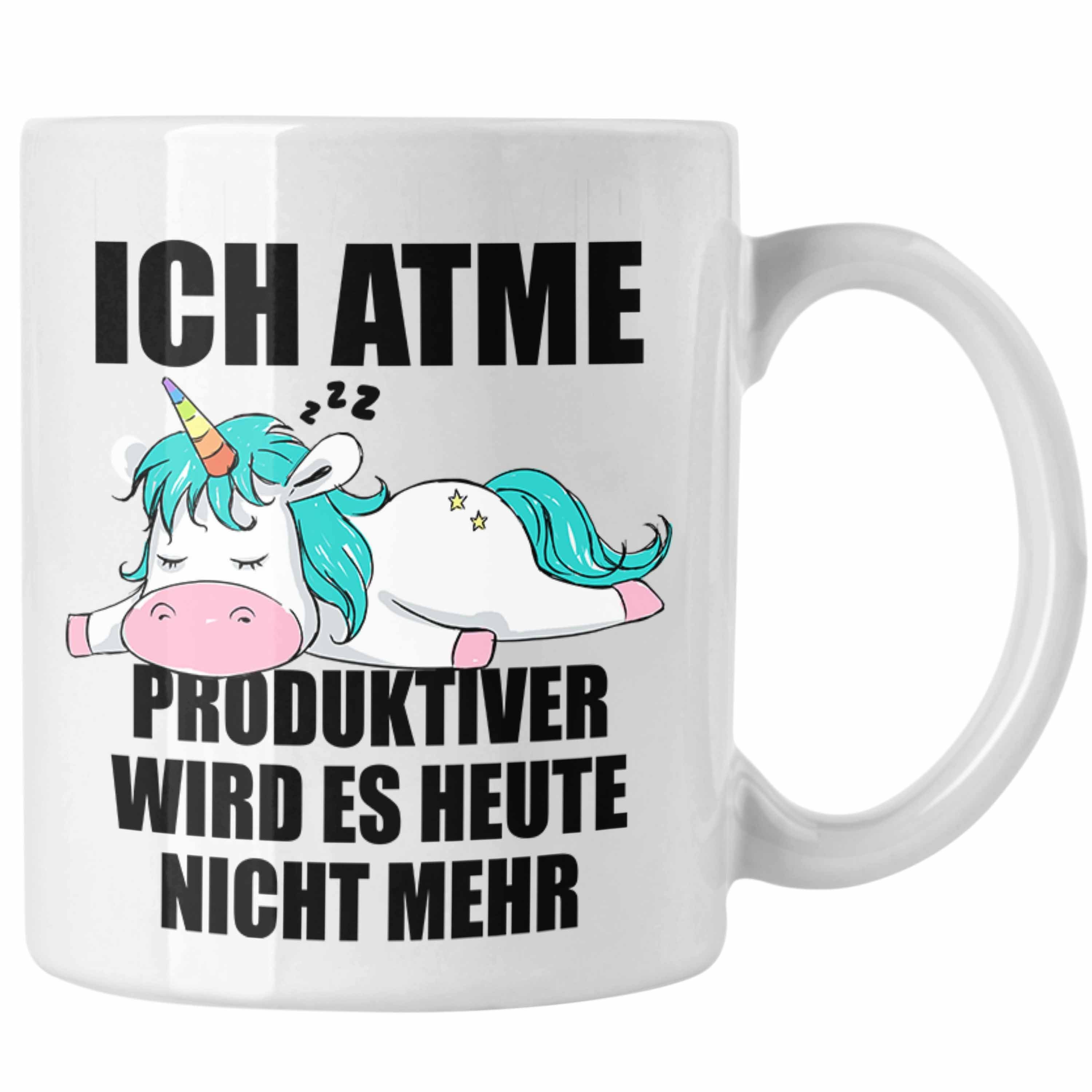 Trendation Tasse Trendation - Lustige Tasse mit Spruch Mitarbeiterin Einhorn Geschenk Arbeitskollege Frauen Weiss