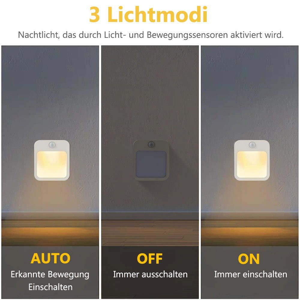 Steckdosenleuchte Nachtlichter für Plug-in, Bewegungsmelder, Dimmbar, kinder MUPOO Abenddämmerung, die mit LED Sensor Dimmbar Bewegungsmelder, für Auto/Aus/Ein-Modi,0.8w,1/3/6pc Steckbar, LED