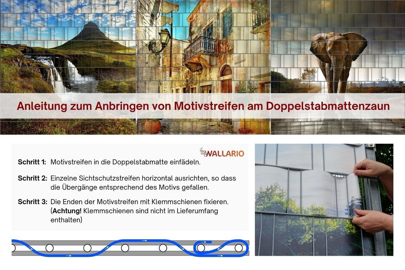 Thumbnail - Wallario Sichtschutzstreifen Teestunde - Frischer Tee wird serviert, für Stabmattenzäune geeignet