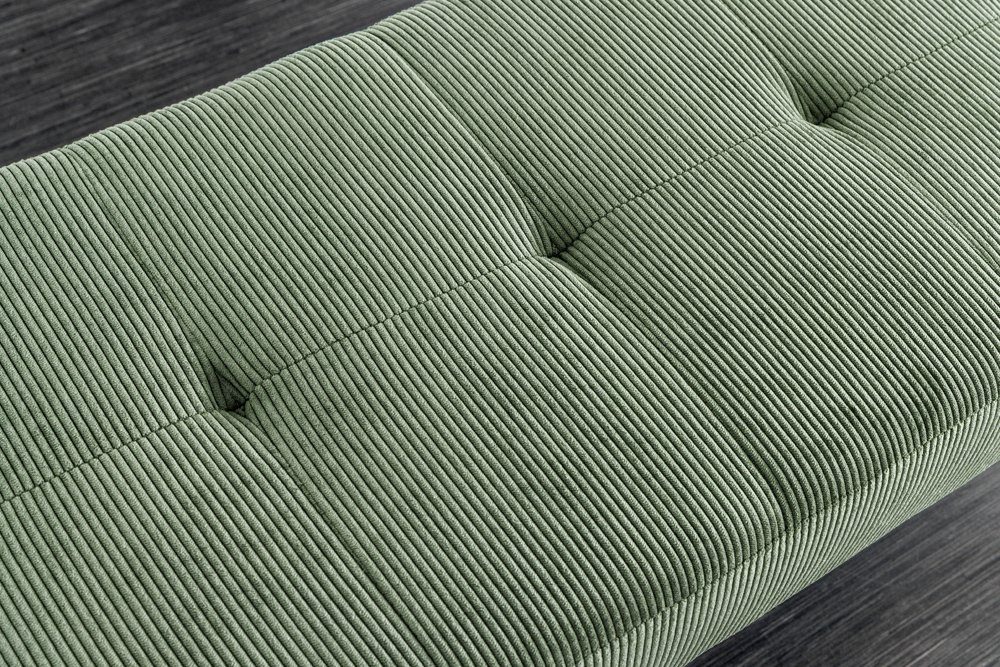 riess-ambiente Sitzbank BOUTIQUE 100cm grün/schwarz - Cord-Bezug, Metallbeine (Einzelartikel, 1-St), bequeme Polsterung mit Ziernähten – ideal für Flur oder Wohnbereich