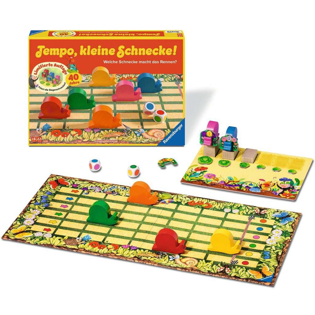 Ravensburger Spiel Ravensburger Retro Tempo, kleine Schnecke! 40 Jahre Jubiläumsausgabe, Wettlaufspiel, Made in Europa